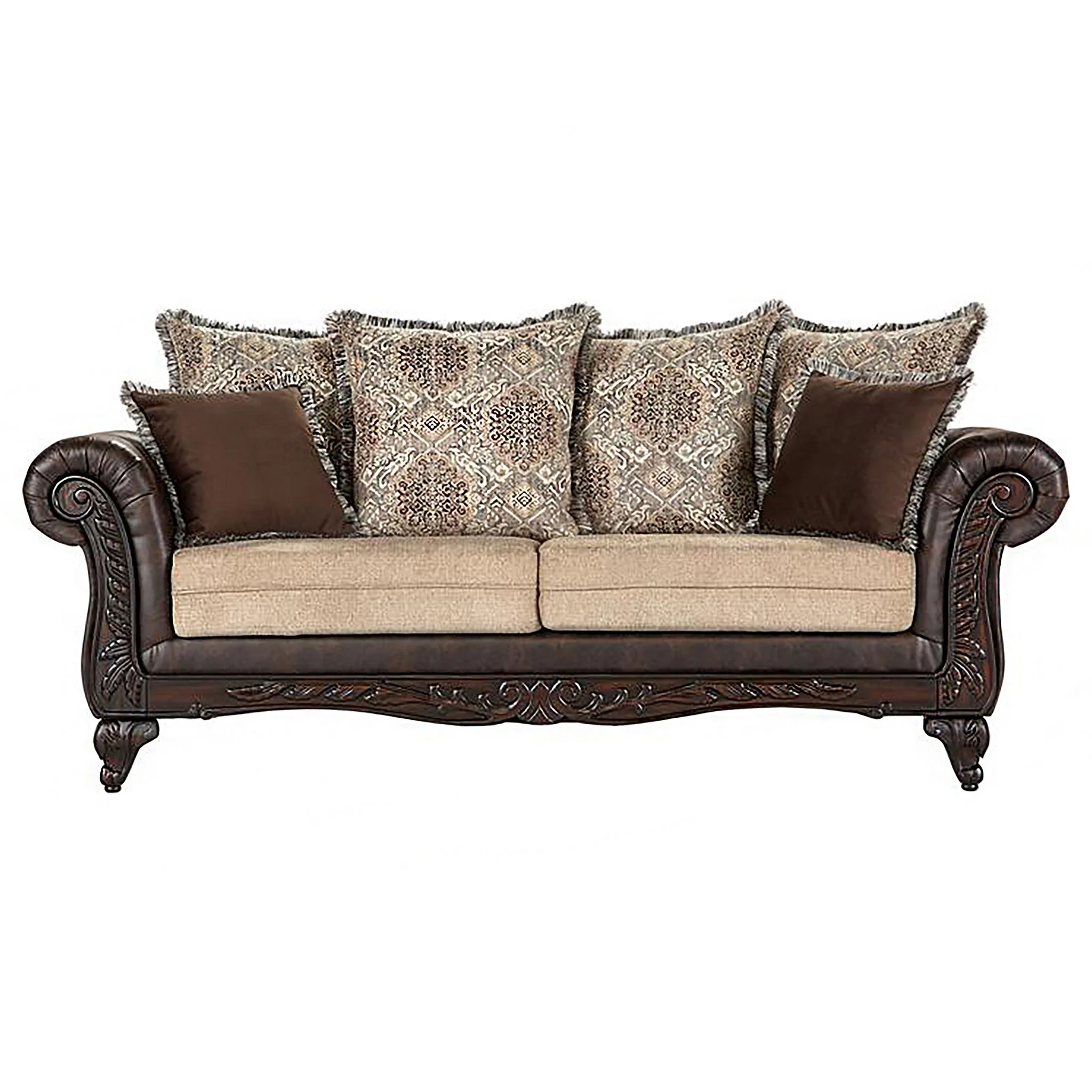 Elmbrook 3-piece Upholstered Rolled Arm Sofa Set Brown - Image 3