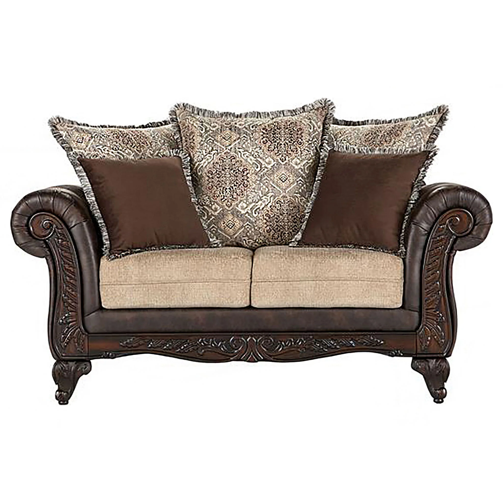 Elmbrook 3-piece Upholstered Rolled Arm Sofa Set Brown - Image 4