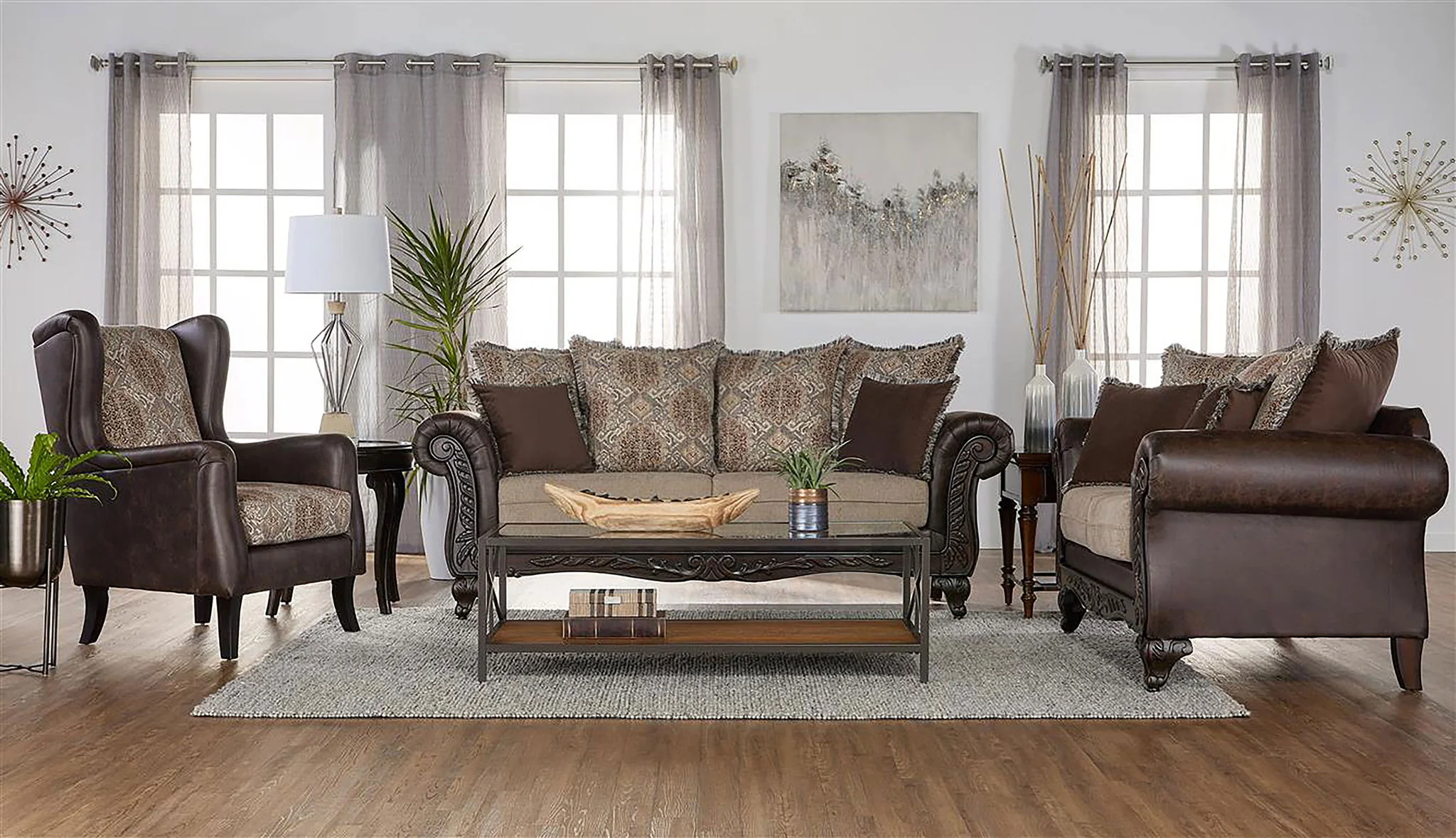 Elmbrook Upholstered Rolled Arm Loveseat Brown - Image 2