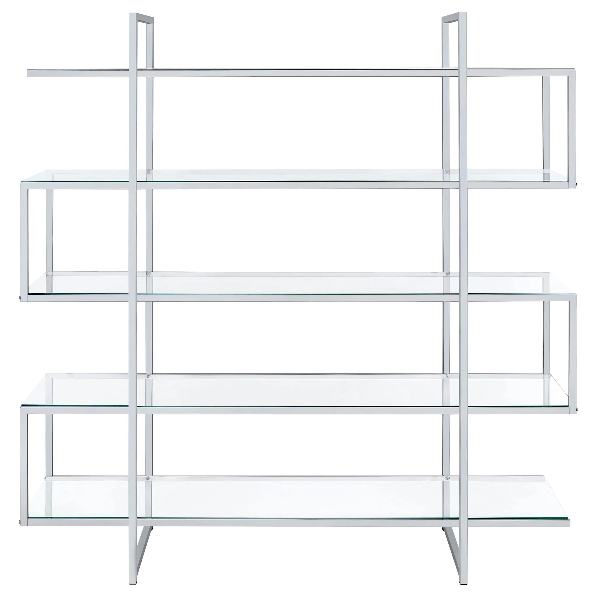 Elmer 63-inch 5-shelf Bookshelf Clear and Chrome - Image 4