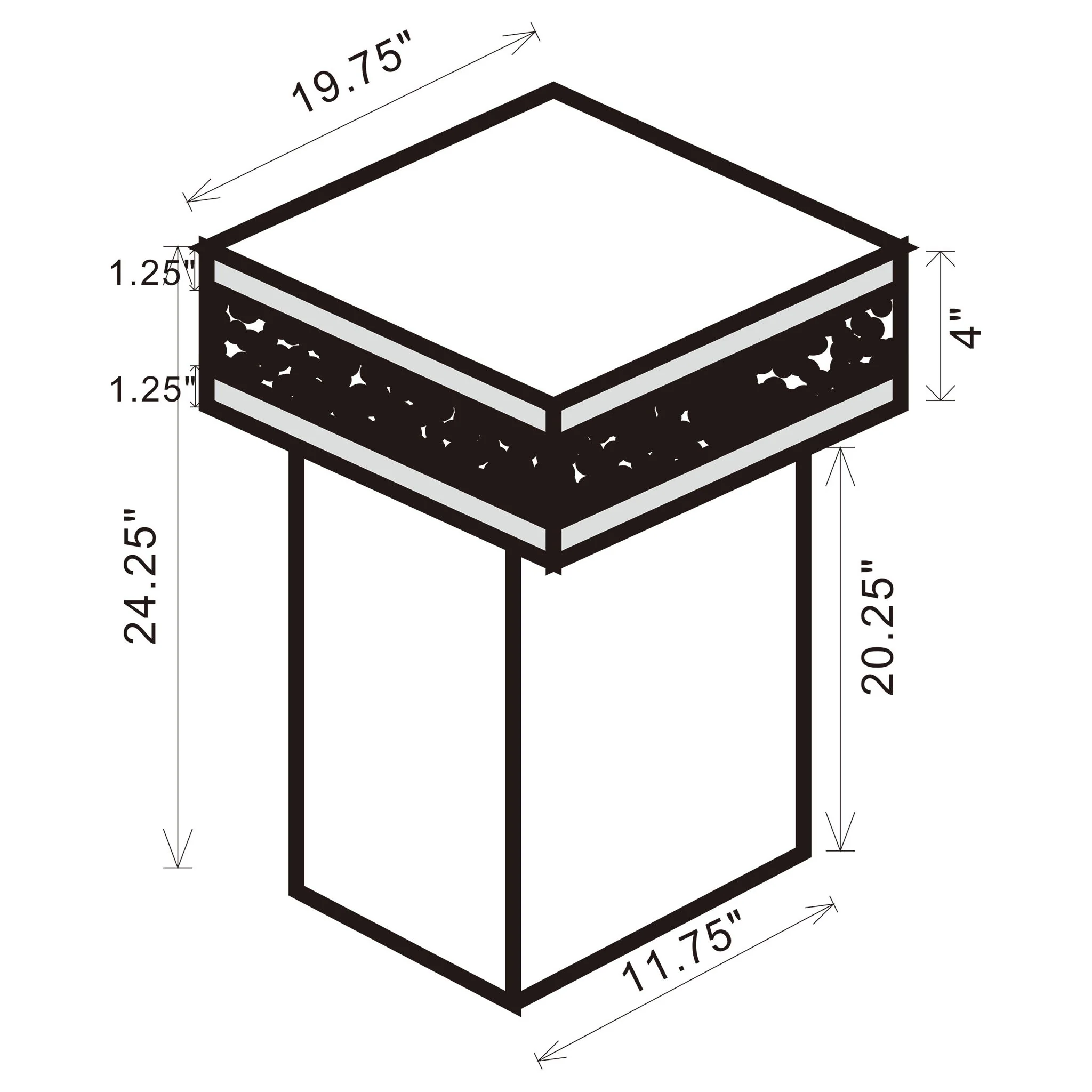 Elora Square Mirrored Accent Side Table Silver - Image 2
