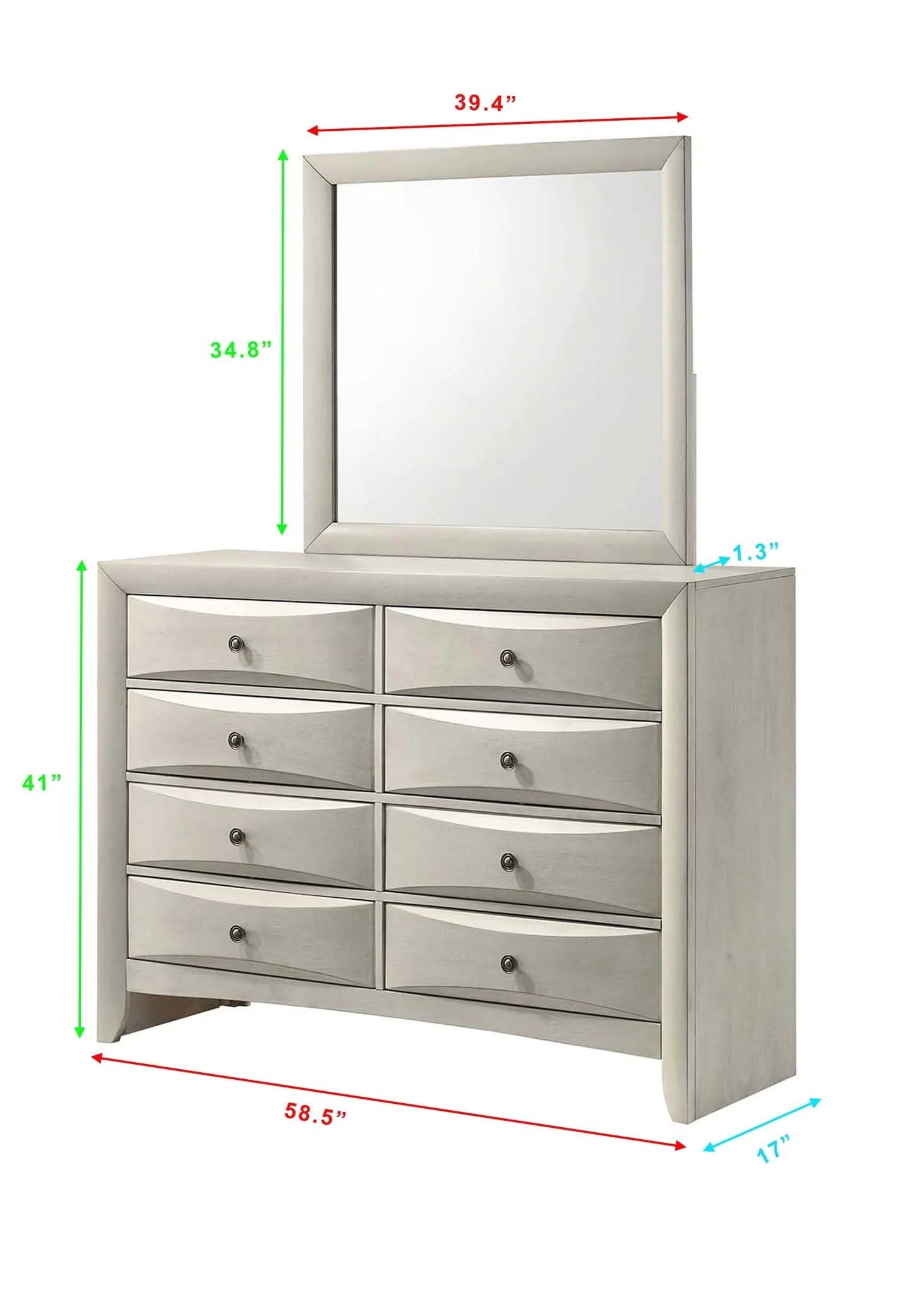 Emily - Dresser & Mirror - White - Image 2