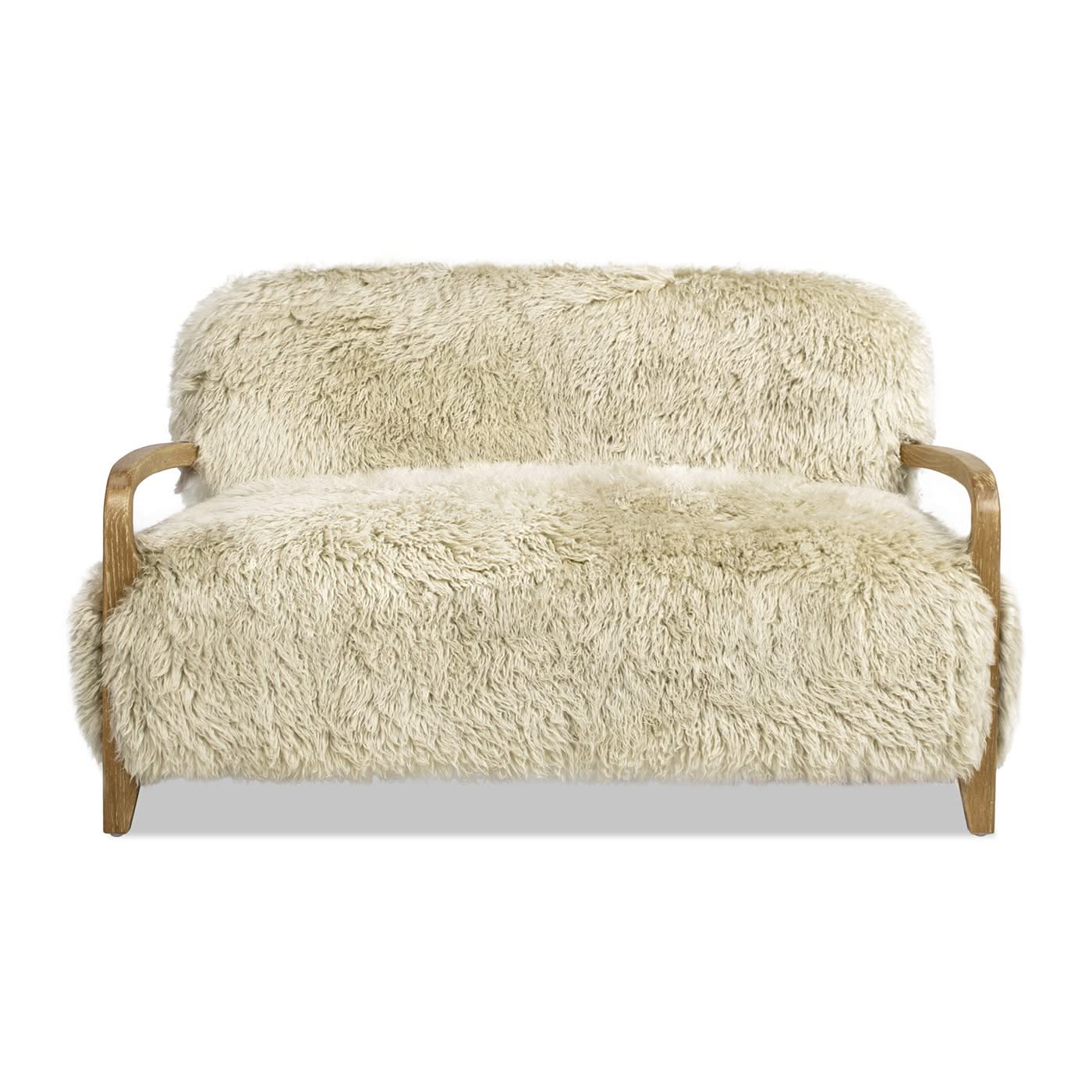 Enchante - Sheepskin Accent Loveseat - Taupe / Natural - Image 4