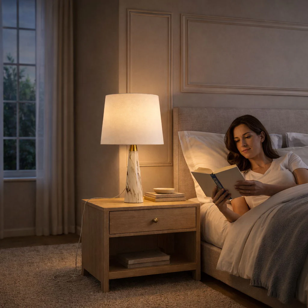 Enclave - Hydro Table Lamp With On / Off Switch Base Shade - Gold / White / White Marble - Image 4