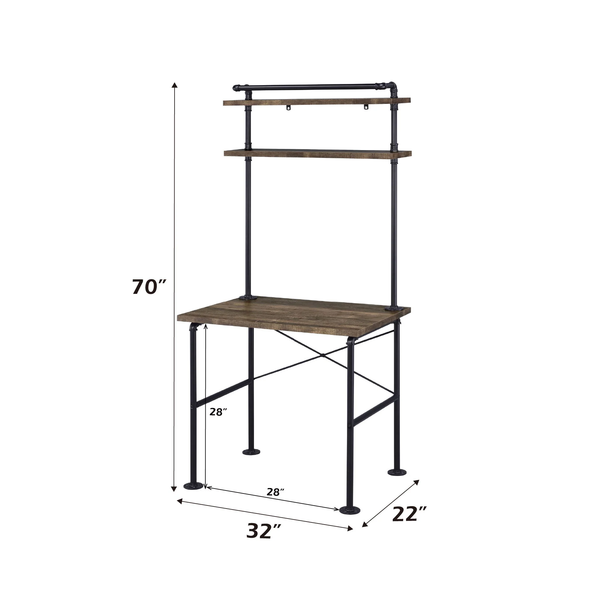 Ensata - Rustic Writing Desk - Black / Oak - Image 2