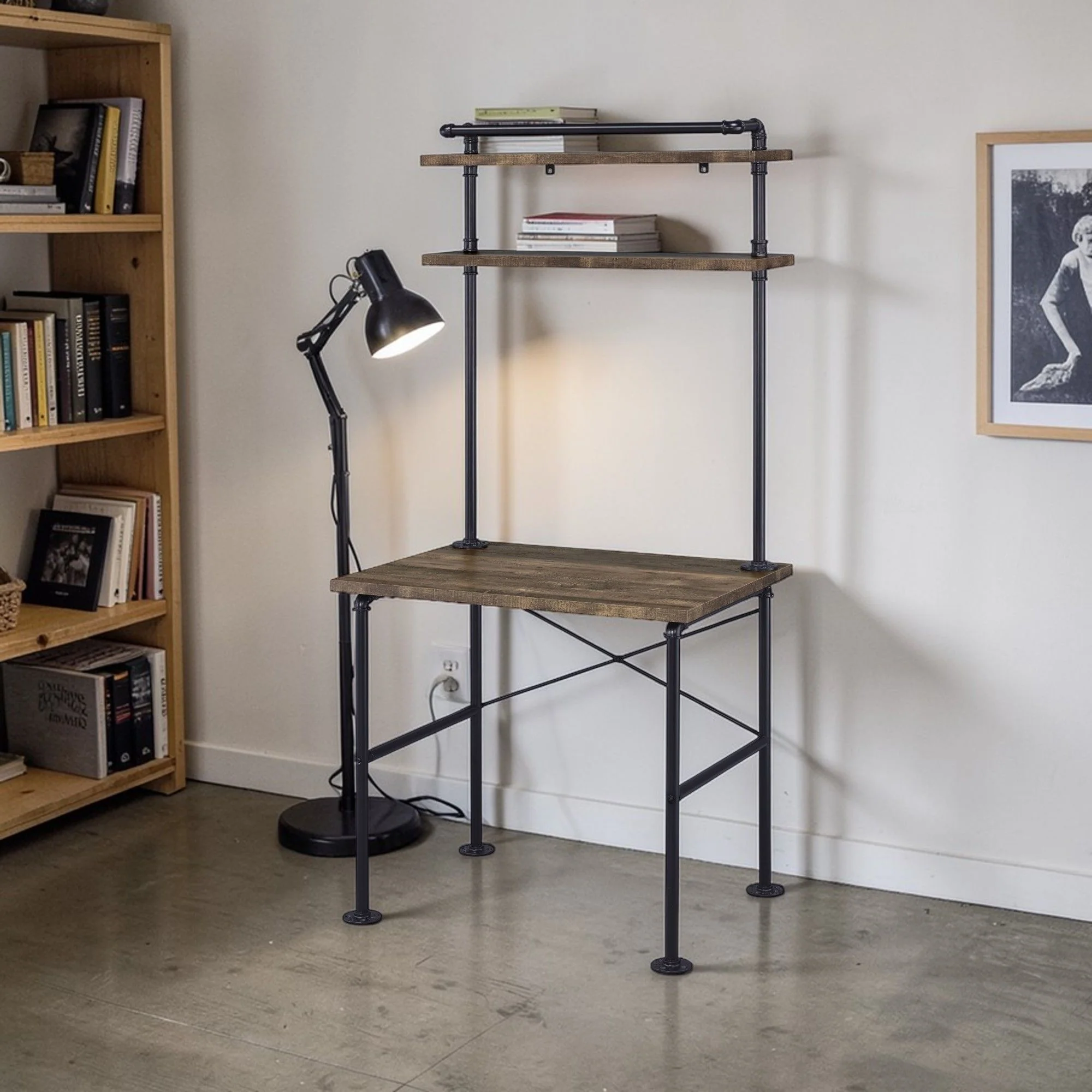 Ensata - Rustic Writing Desk - Black / Oak - Image 3