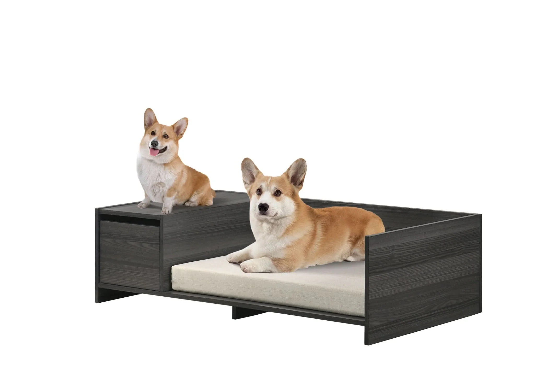 Esme - Wide Comfy Pet Bed With Cushion And Side Storage Compartment - Ash Gray - Image 2