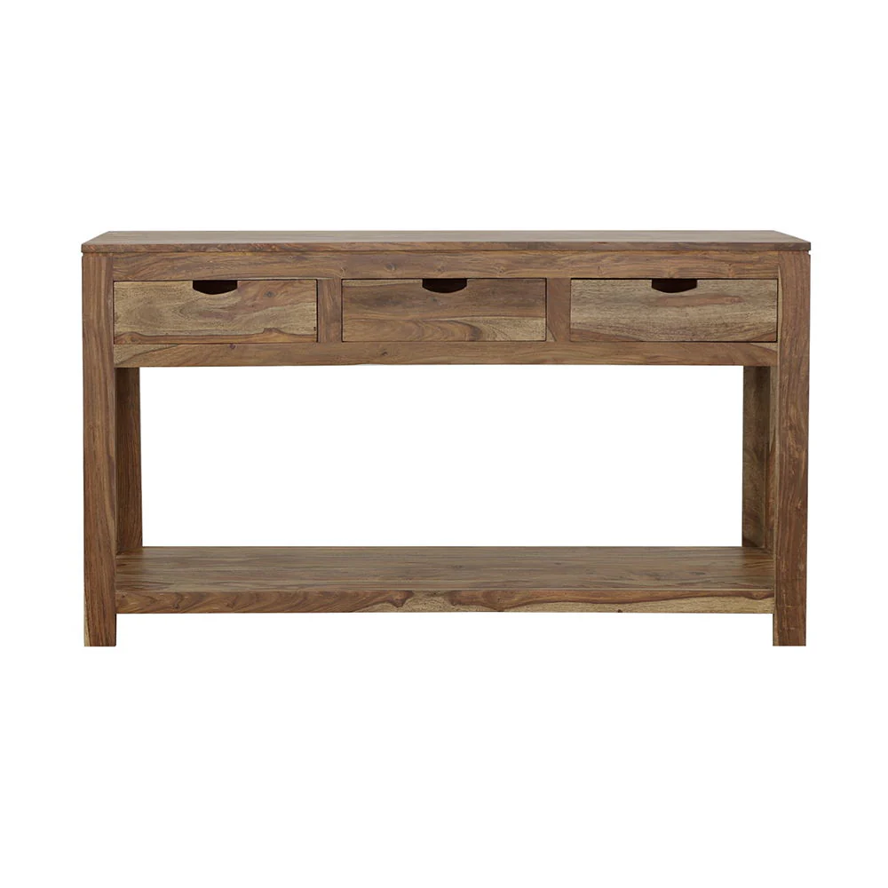 Esther 3-drawer Wood Console Table Natural Sheesham - Image 4