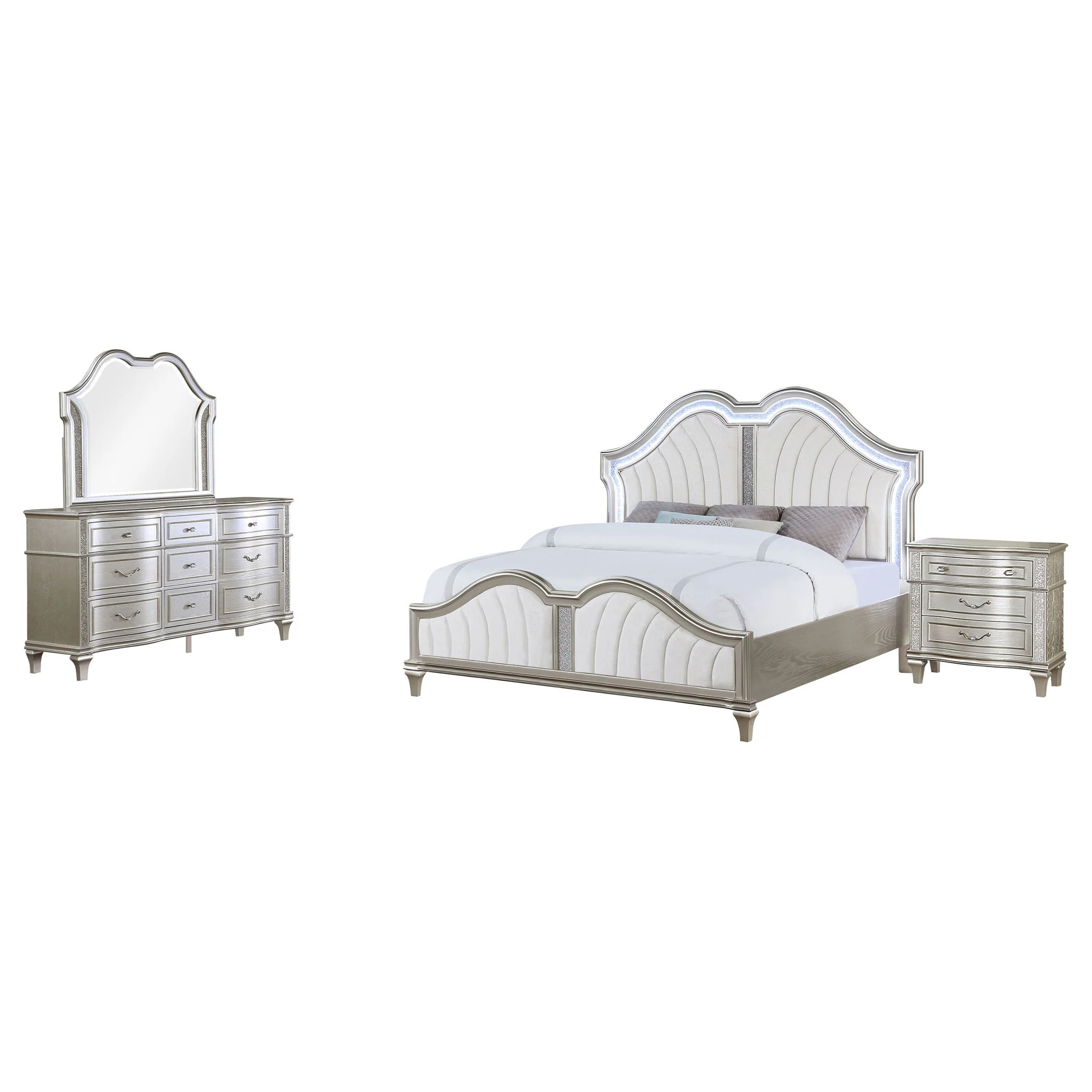 Evangeline 4-piece Eastern King Bedroom Set Silver Oak - Image 3