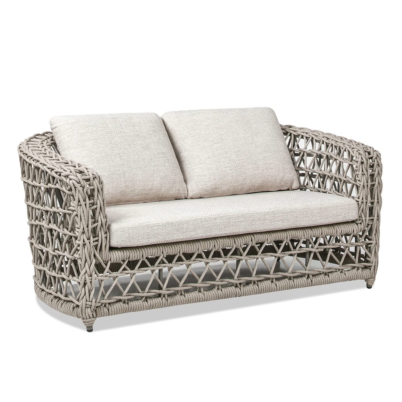 Everly - Frame Barrel Deep Seating Patio Loveseat Sofa Axroma Olefin - Oat Beige - Image 2