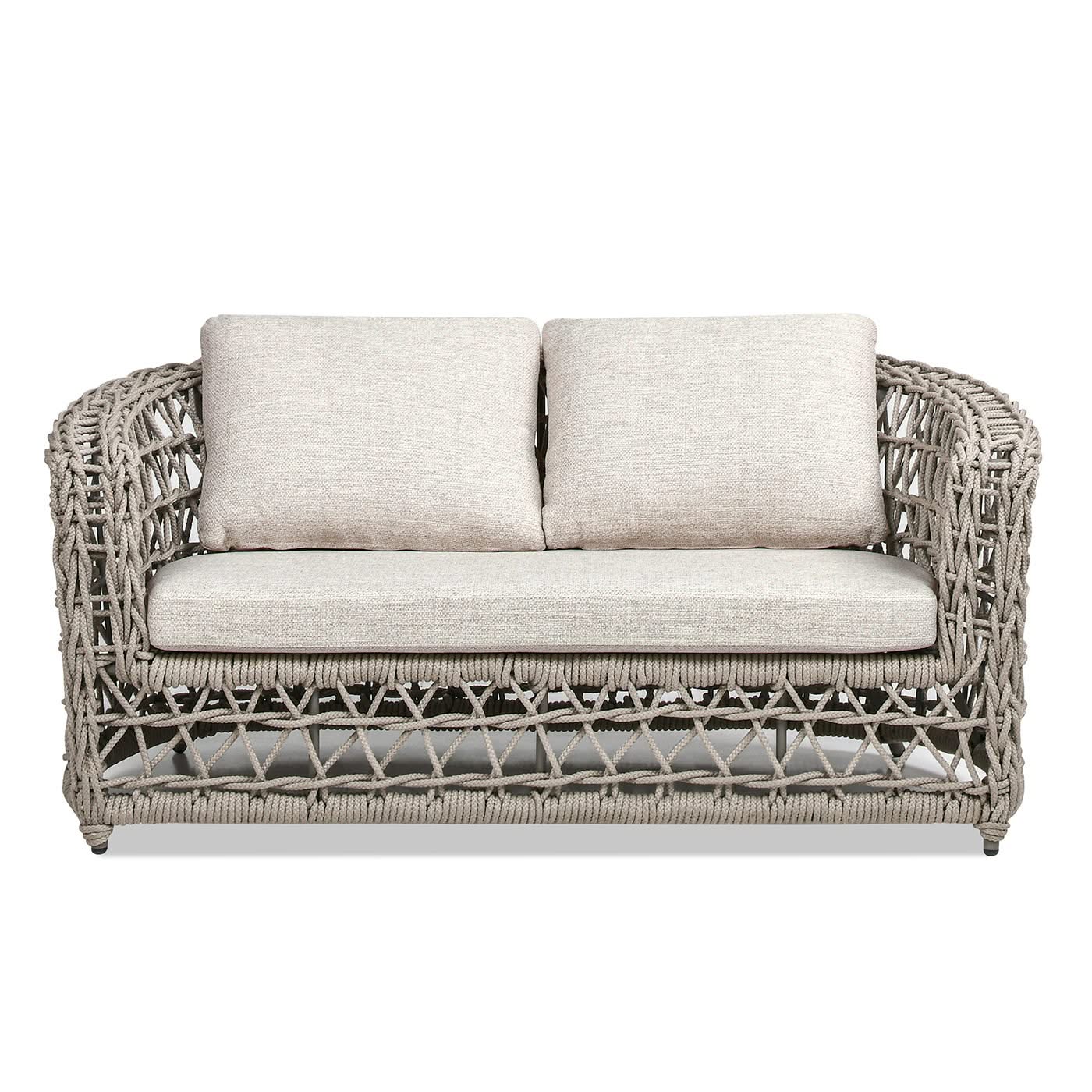 Everly - Frame Barrel Deep Seating Patio Loveseat Sofa Axroma Olefin - Oat Beige - Image 3