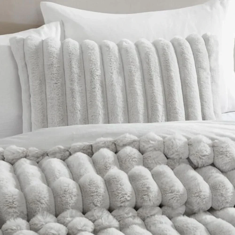 Evolve Grey Queen or King 4PC Comforter Set with Faux Fur Finish - Image 6