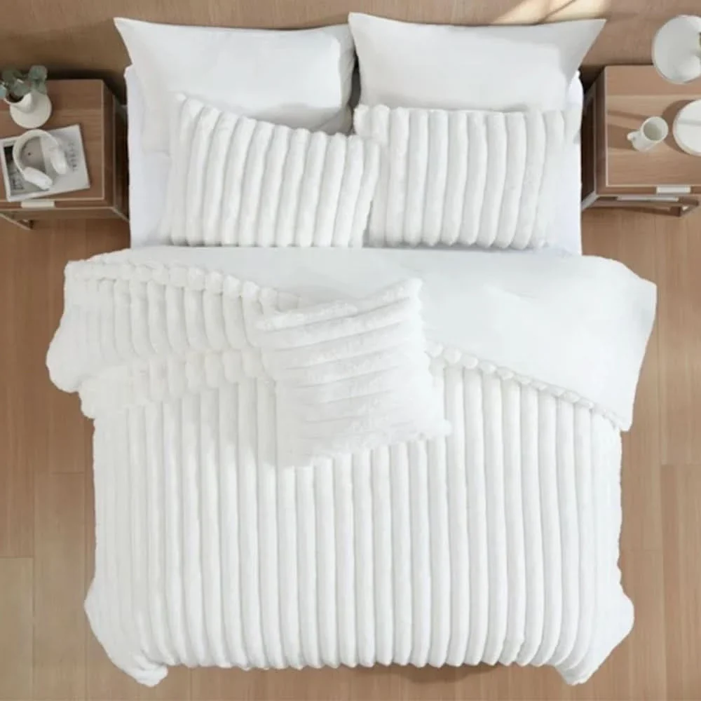 Evolve Taupe Queen or King 4PC Comforter Set with Faux Fur Finish - Image 4