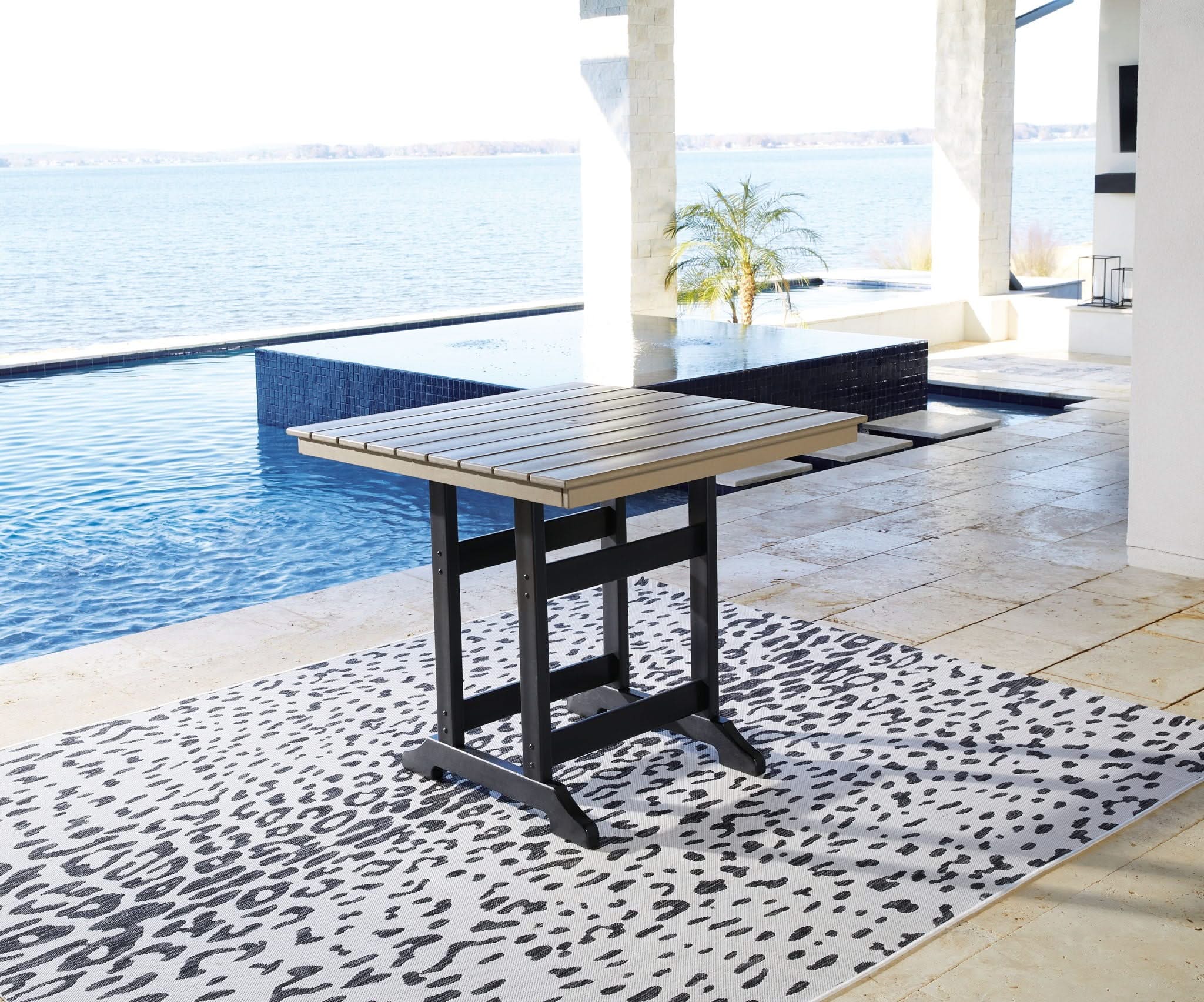 Fairen Trail - Square Counter TBL w/Umb OPT - Black / Driftwood - Image 3