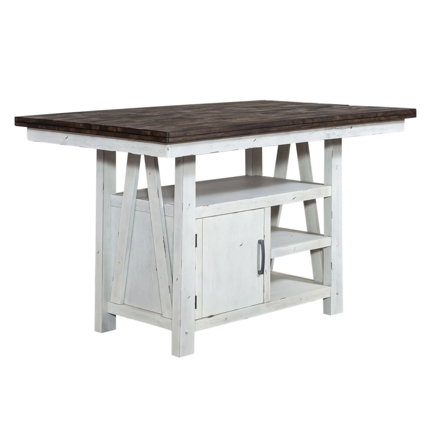 Farmhouse - 5 Piece Gathering Table Set - Two Tone White / Wood Tone - Image 4