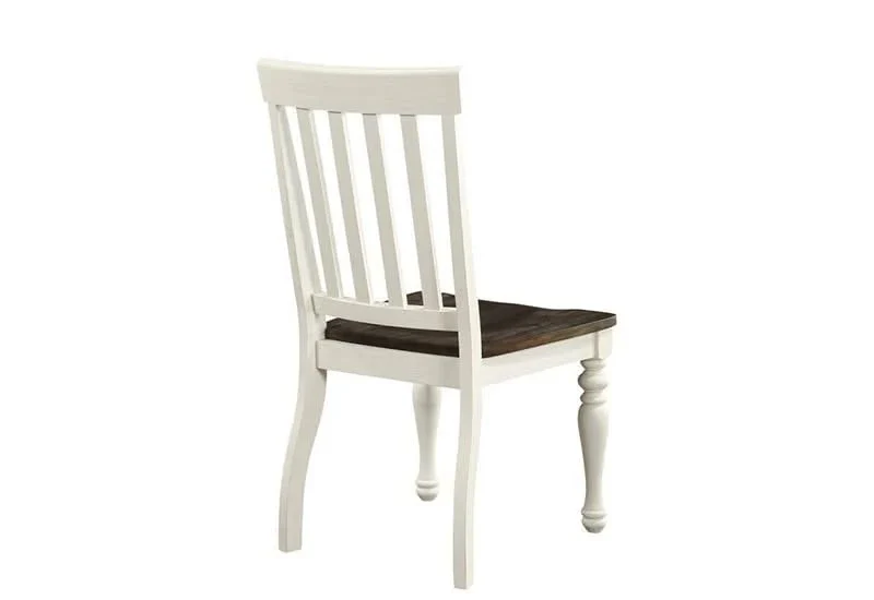 Farmhouse Ivory and Mocha Side Chair with Slat Back - Image 2