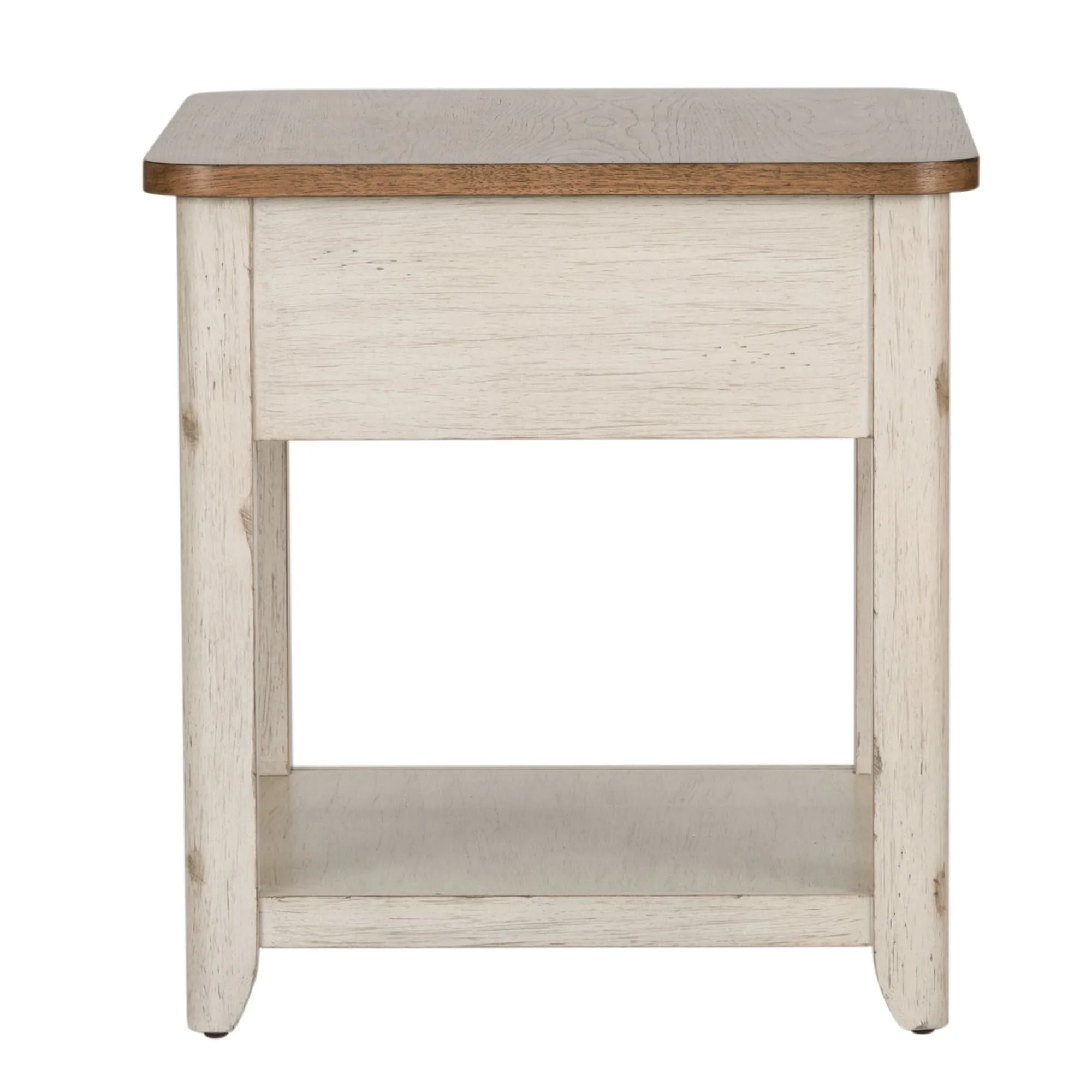 Farmhouse Reimagined - End Table With Basket - Antique White / Chestnut Tops - Image 2
