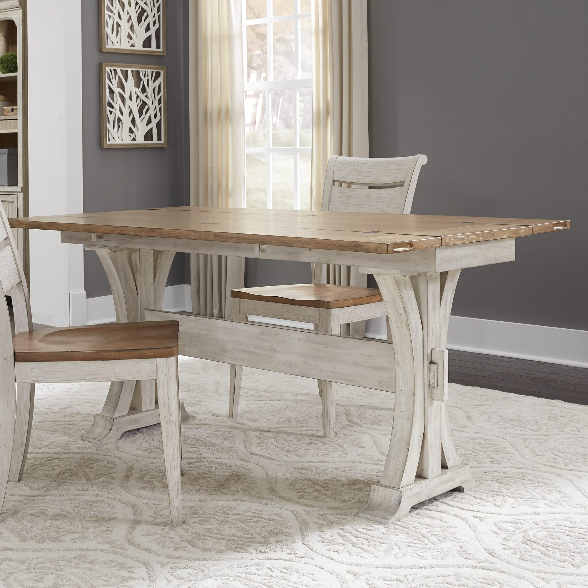 Farmhouse Reimagined - Flip Lid Sofa Table - Antique White / Chestnut Tops - Image 3