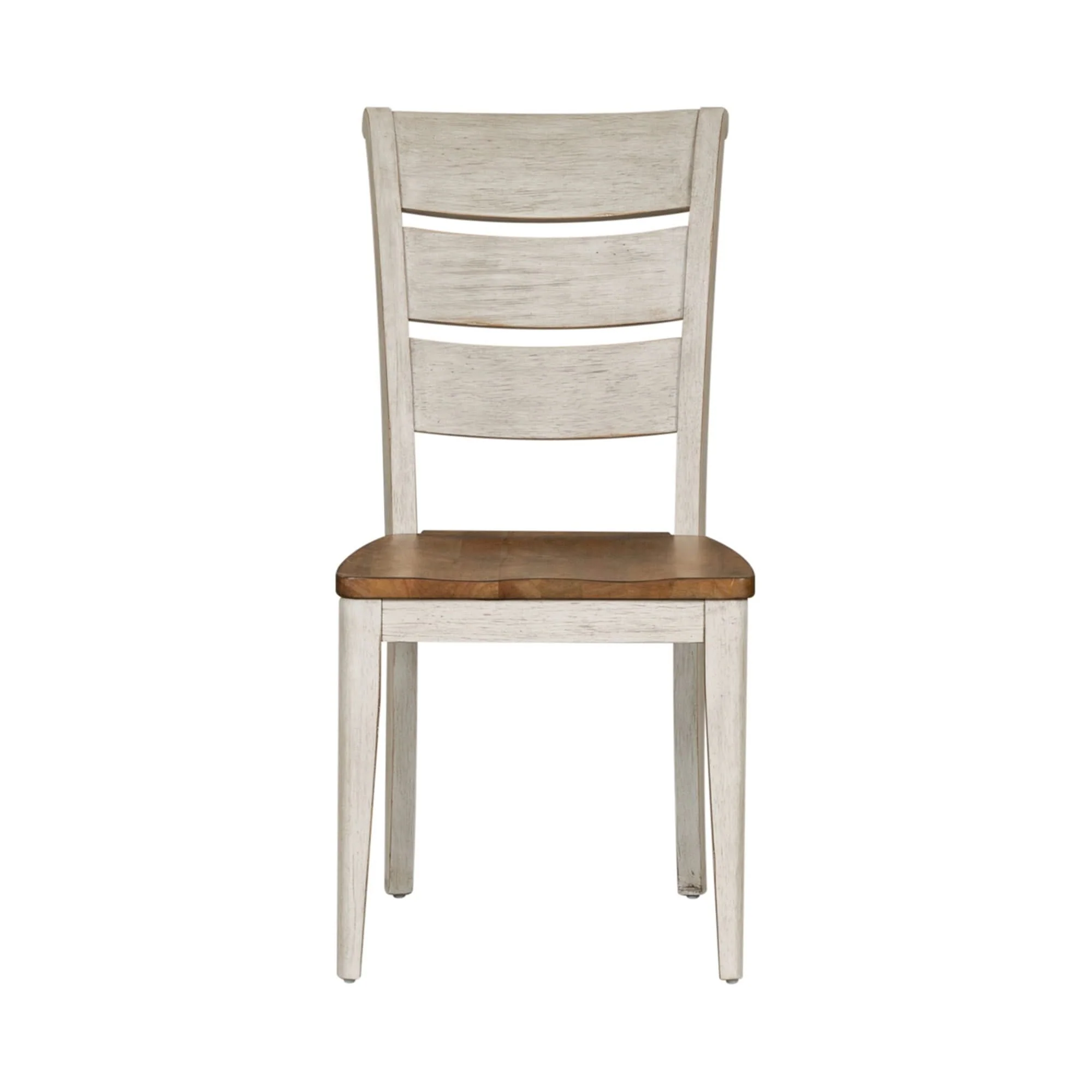 Farmhouse Reimagined - Ladder Back Side Chair - Antique White / Chestnut Tops - Image 2