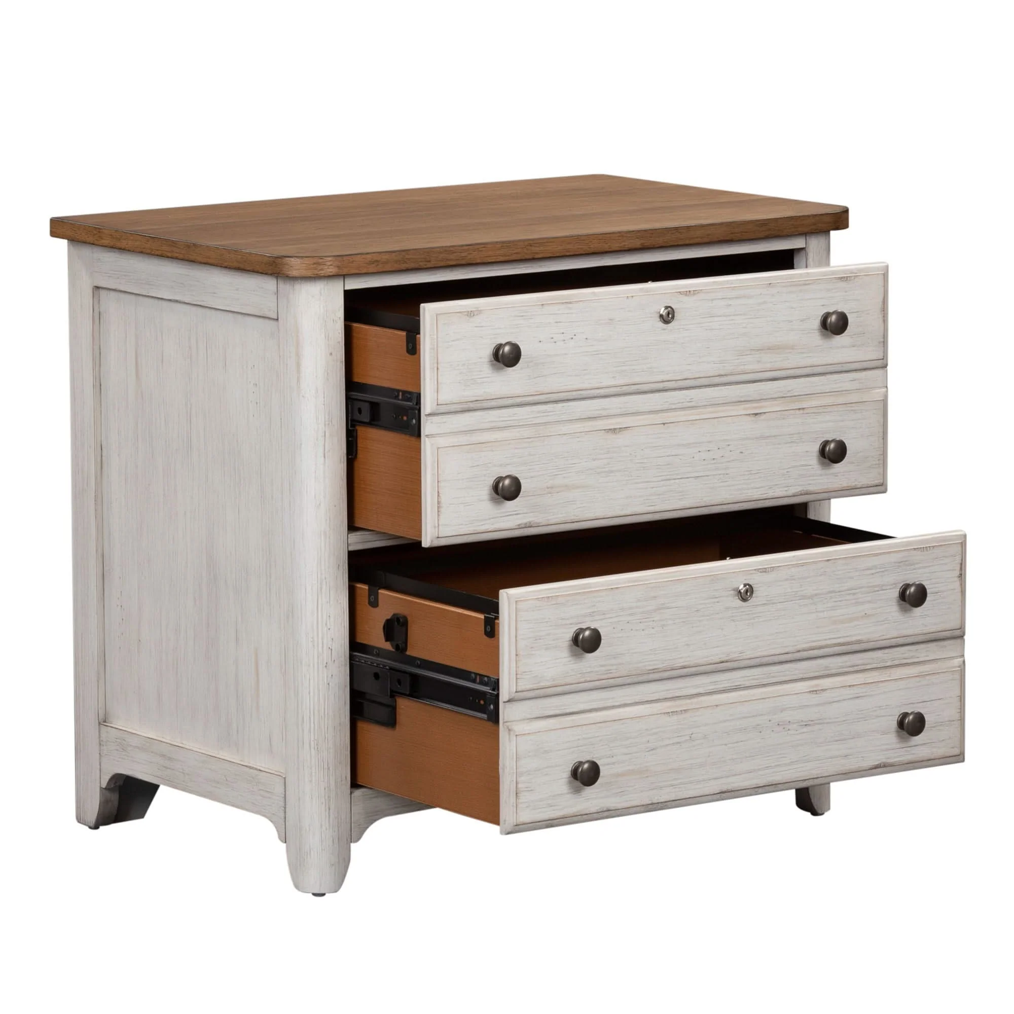 Farmhouse Reimagined - Lateral File - Antique White / Chestnut Tops - Image 3