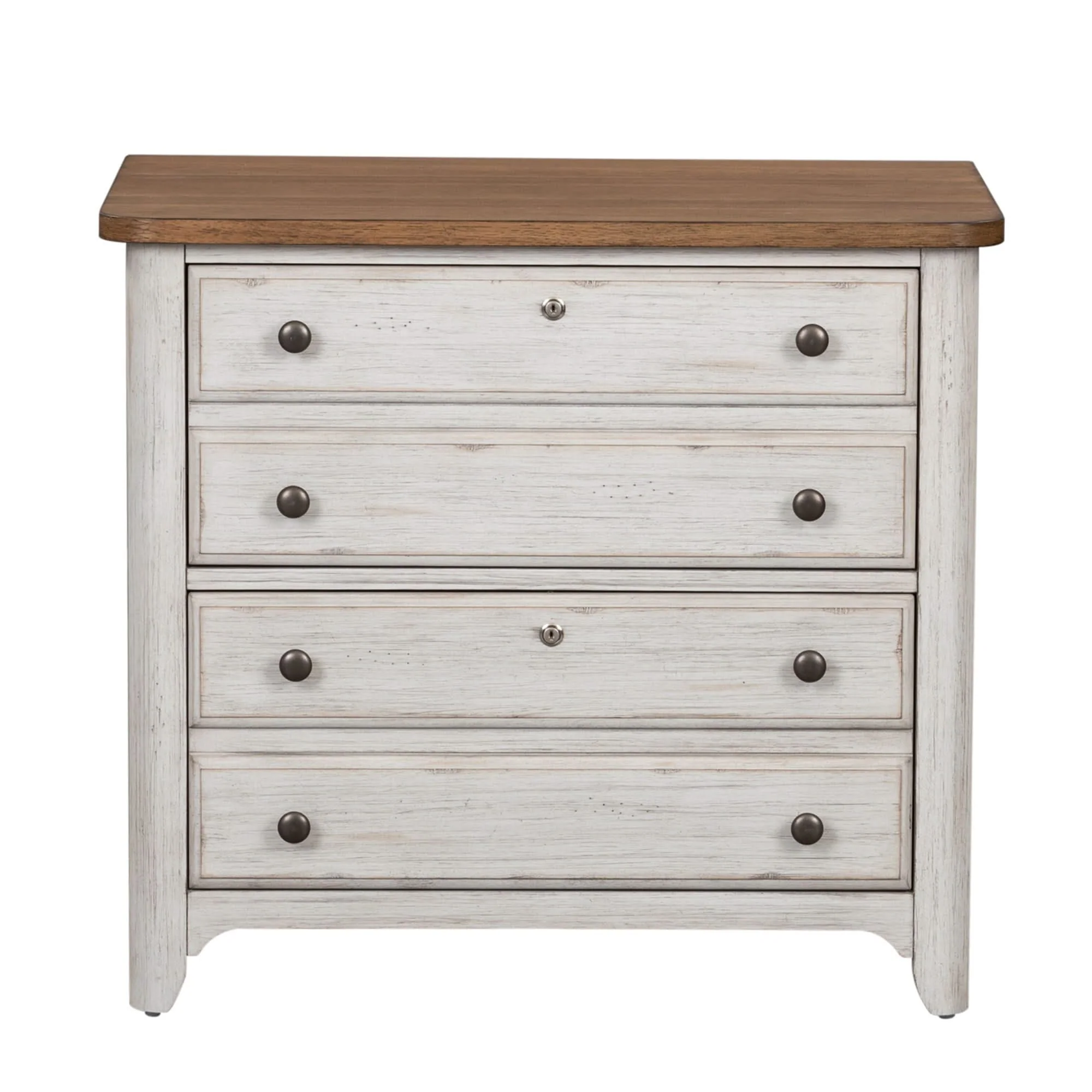Farmhouse Reimagined - Lateral File - Antique White / Chestnut Tops - Image 4