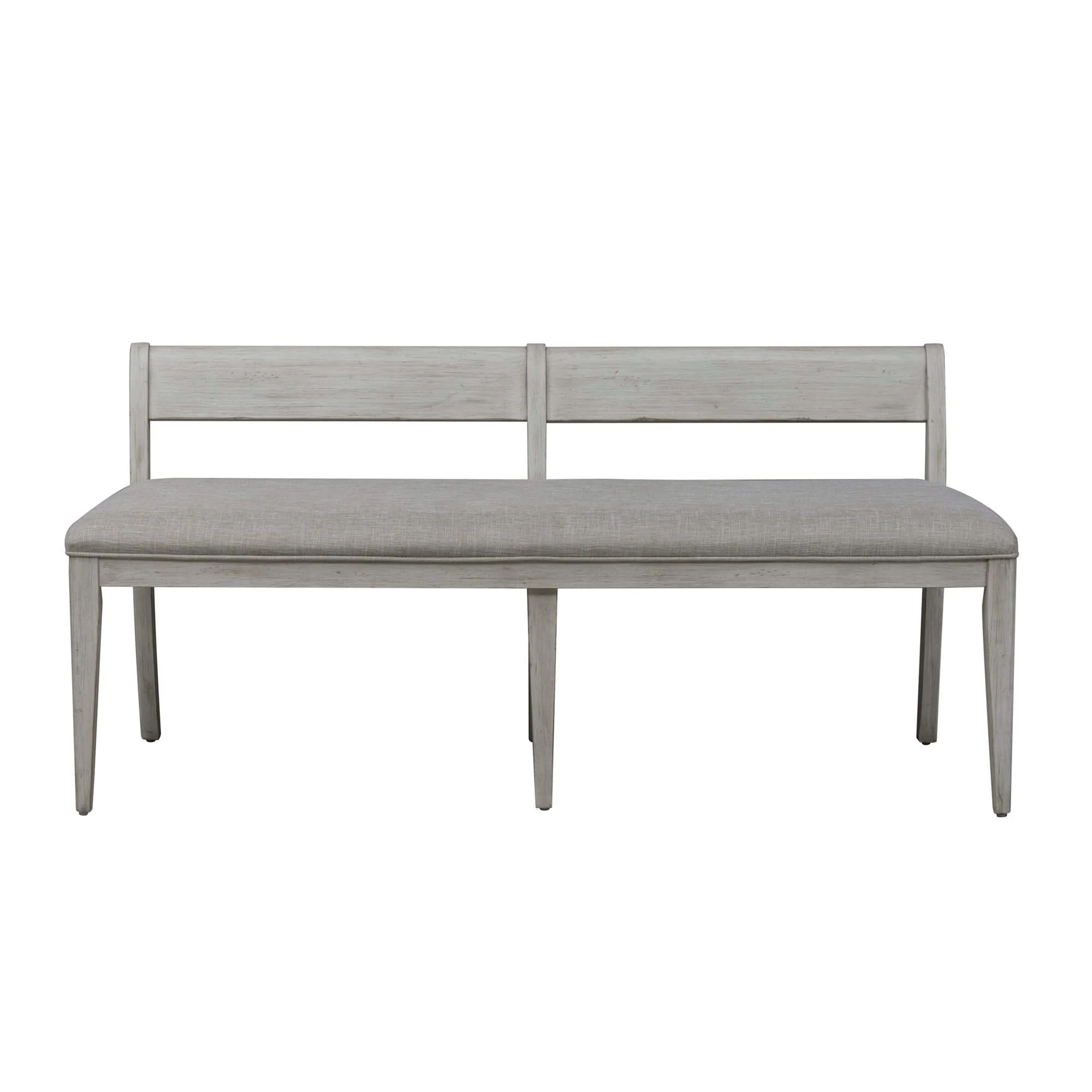 Farmhouse Reimagined - Upholstered Bench - Antique White / Chestnut Tops
