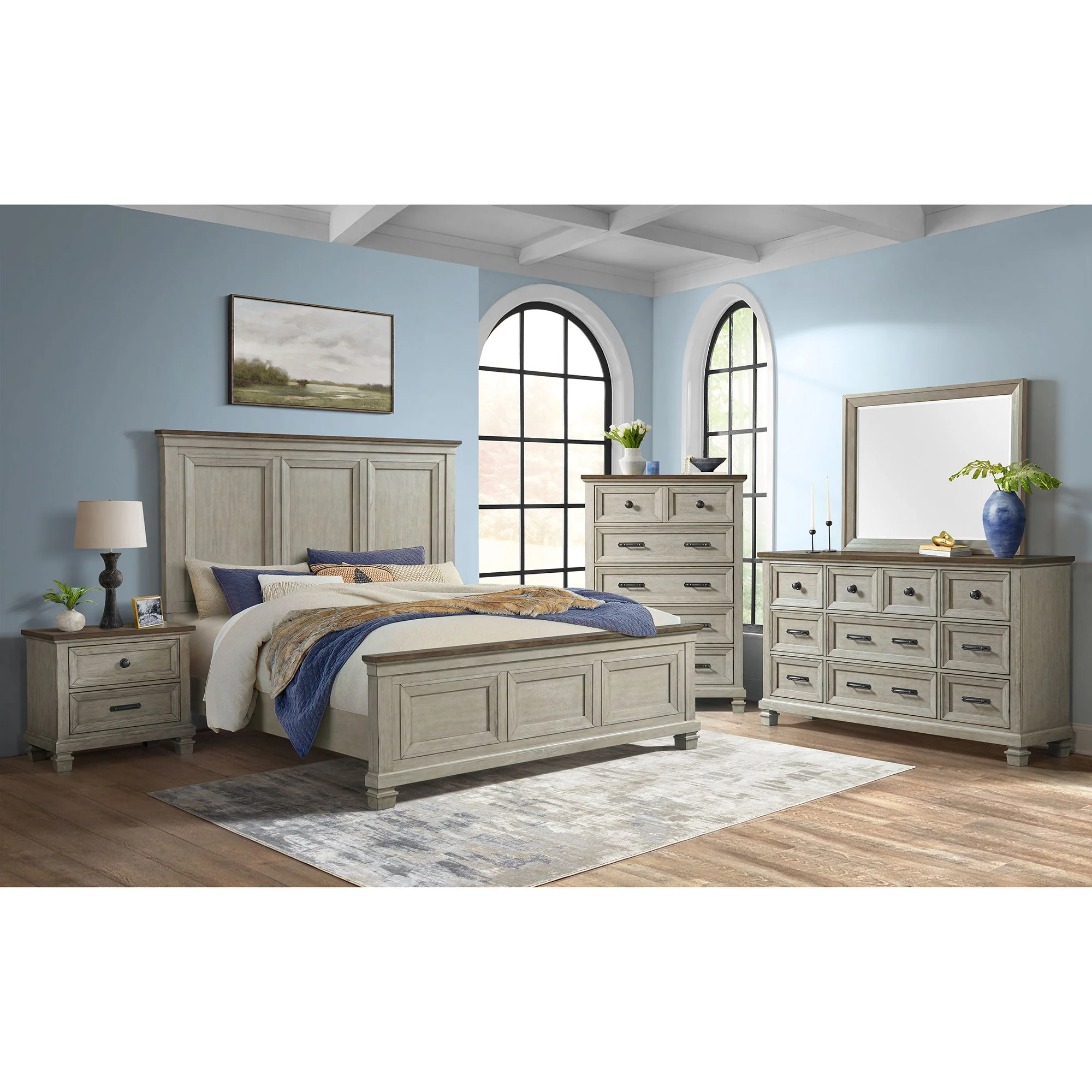 Farmington - 5 Drawer Chest - Medium Brown / Washed Stone - Image 3