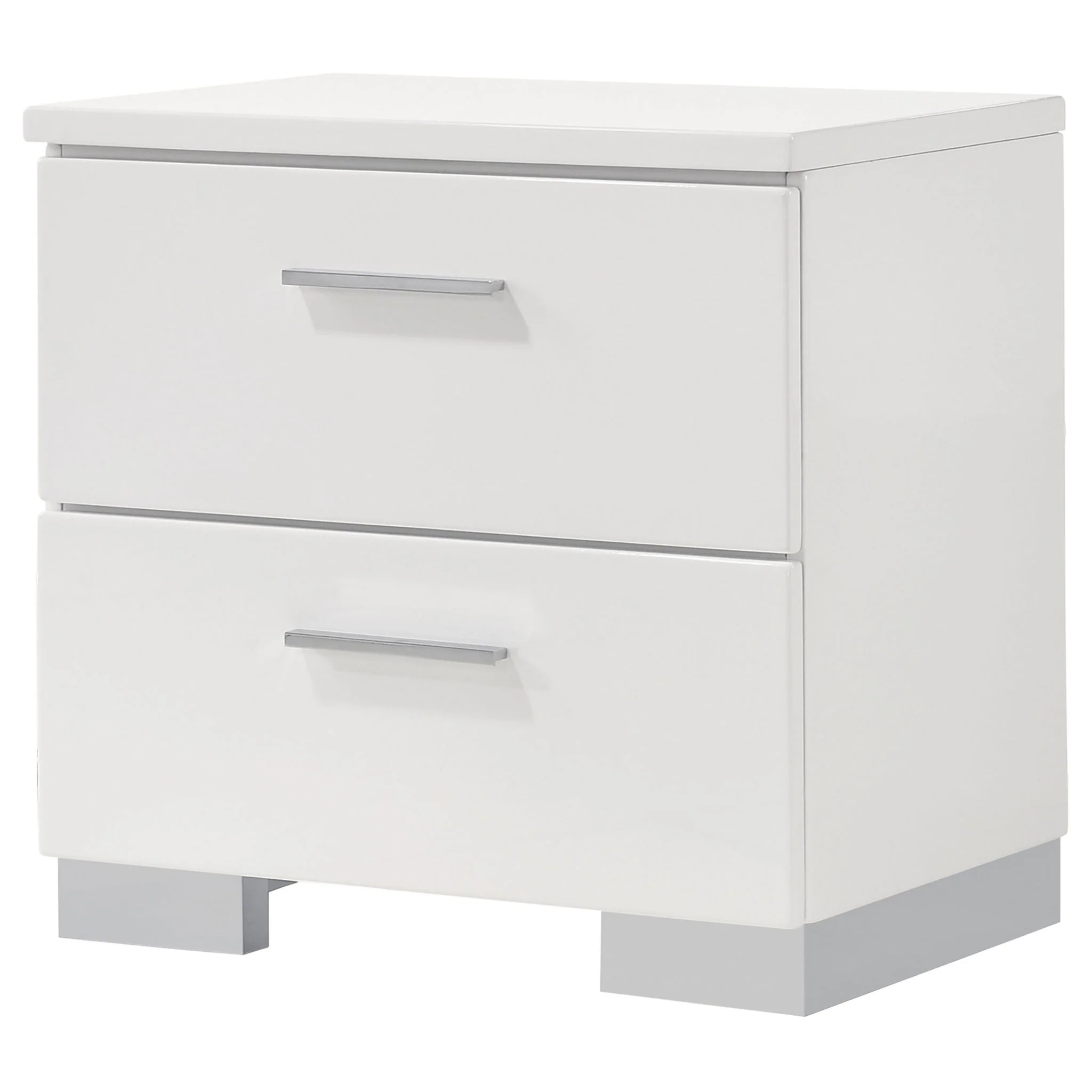 Felicity 2-drawer Nightstand White High Gloss - Image 3
