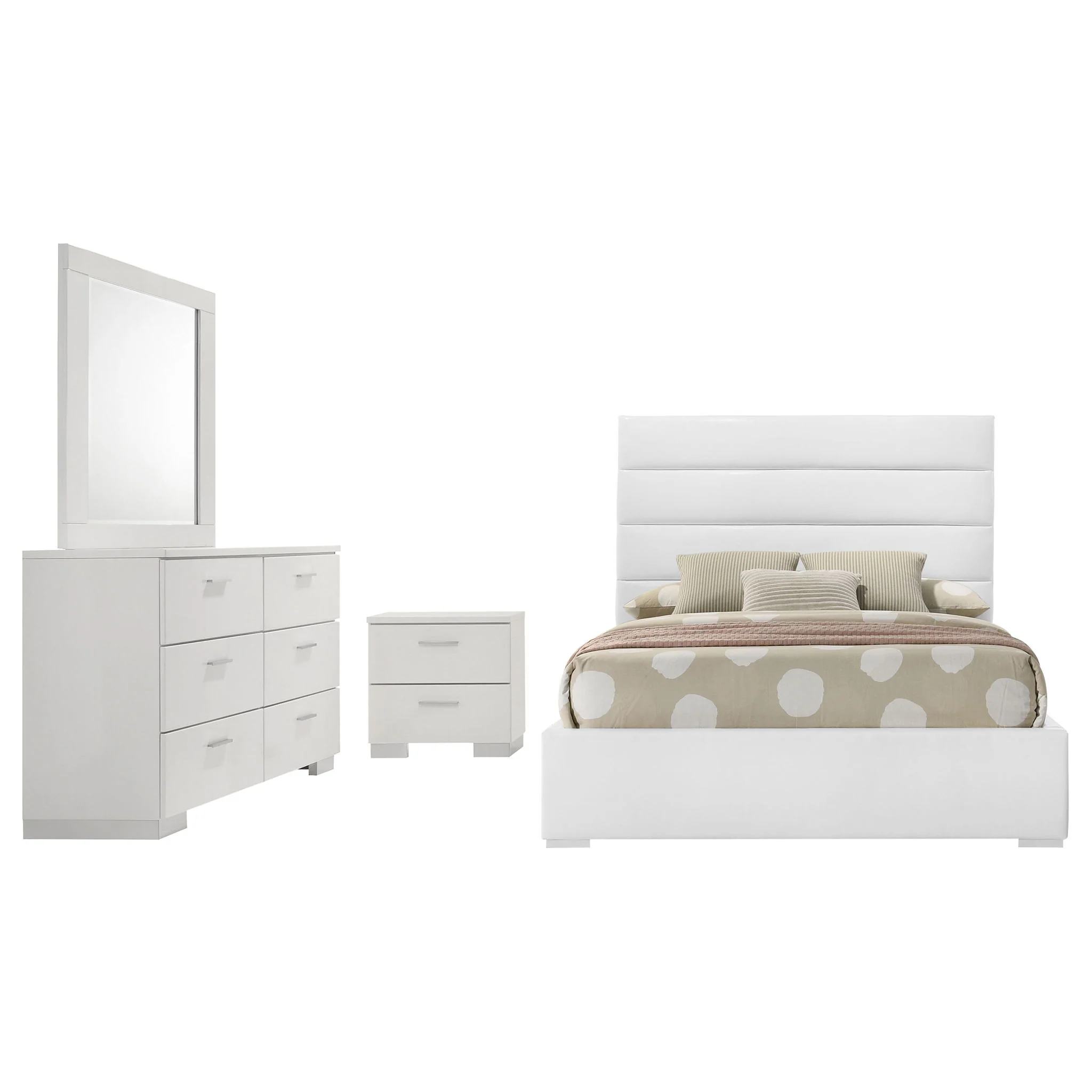 Felicity 4-piece Full Bedroom Set White High Gloss - Image 2