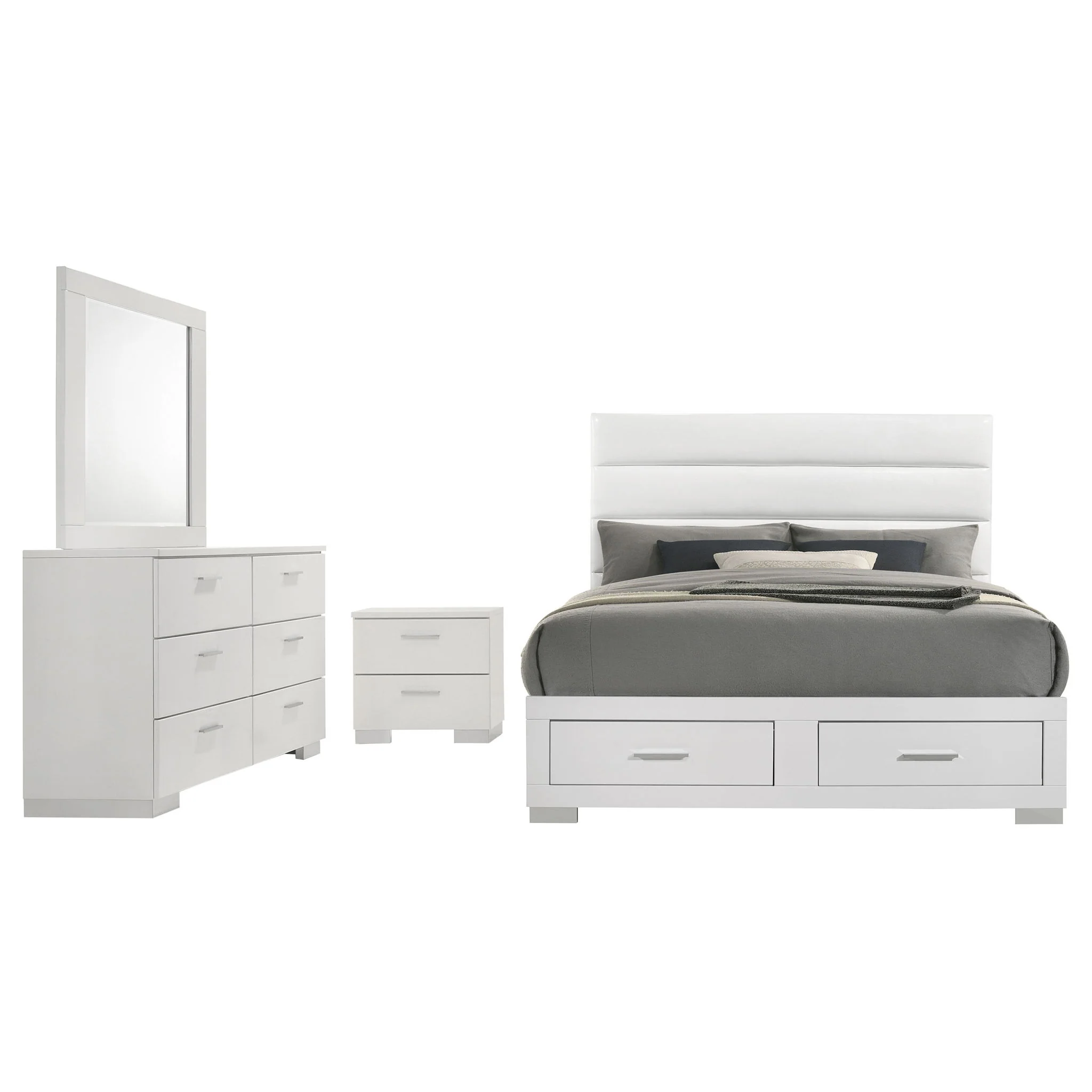 Felicity 4-piece Queen Platform Bedroom Set White - Image 3