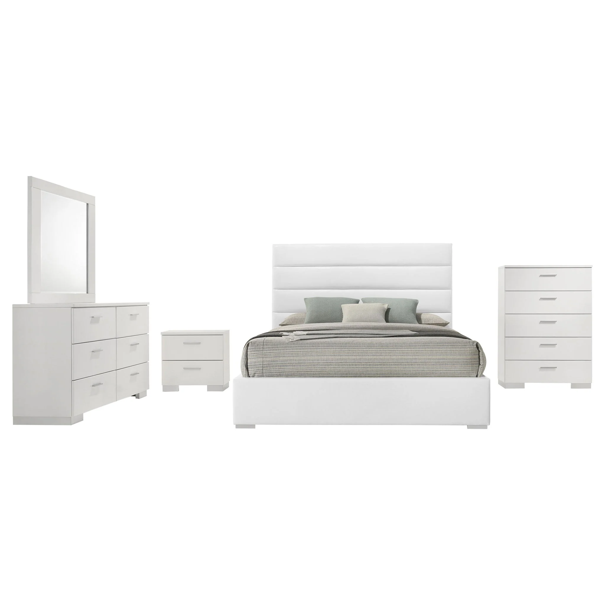 Felicity 5-piece Eastern King Bedroom Set White High Gloss - Image 2