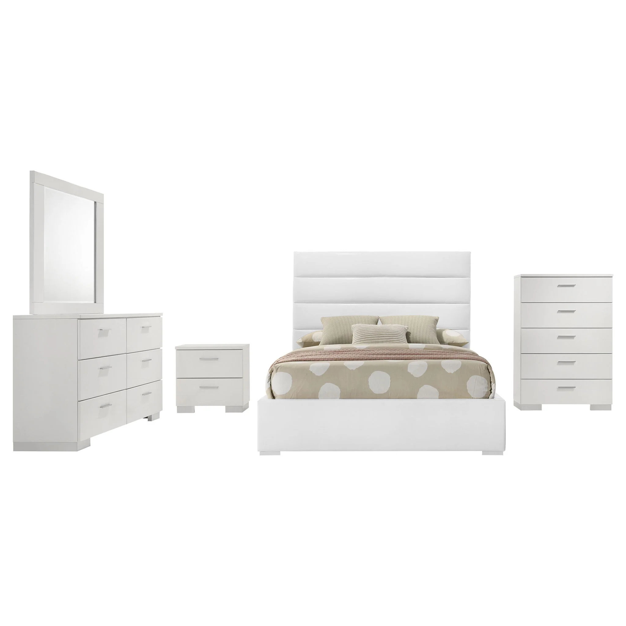 Felicity 5-piece Full Bedroom Set White High Gloss - Image 3