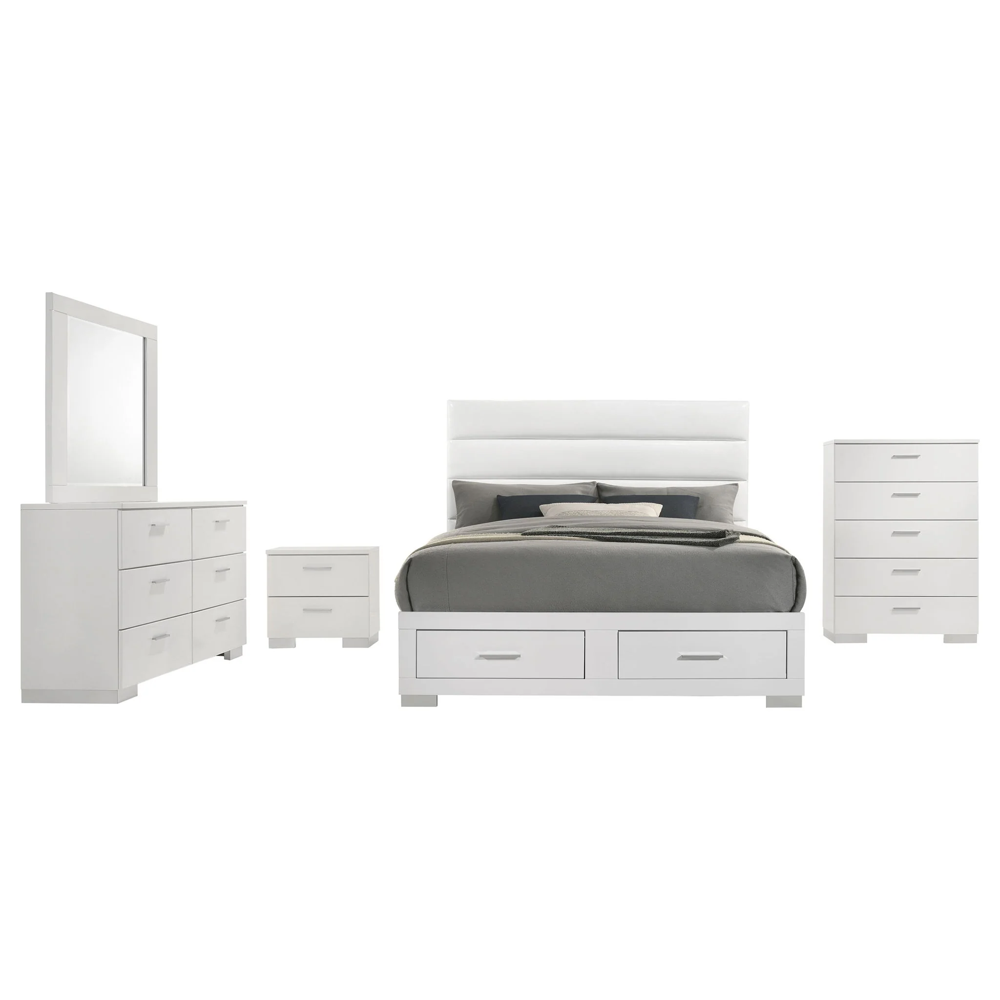 Felicity 5-piece Queen Platform Bedroom Set White - Image 4