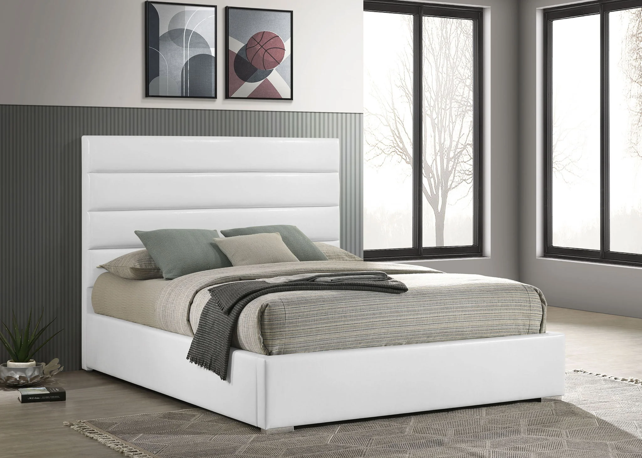 Felicity 53-inch Upholstered Eastern King Platform Bed White - Image 2