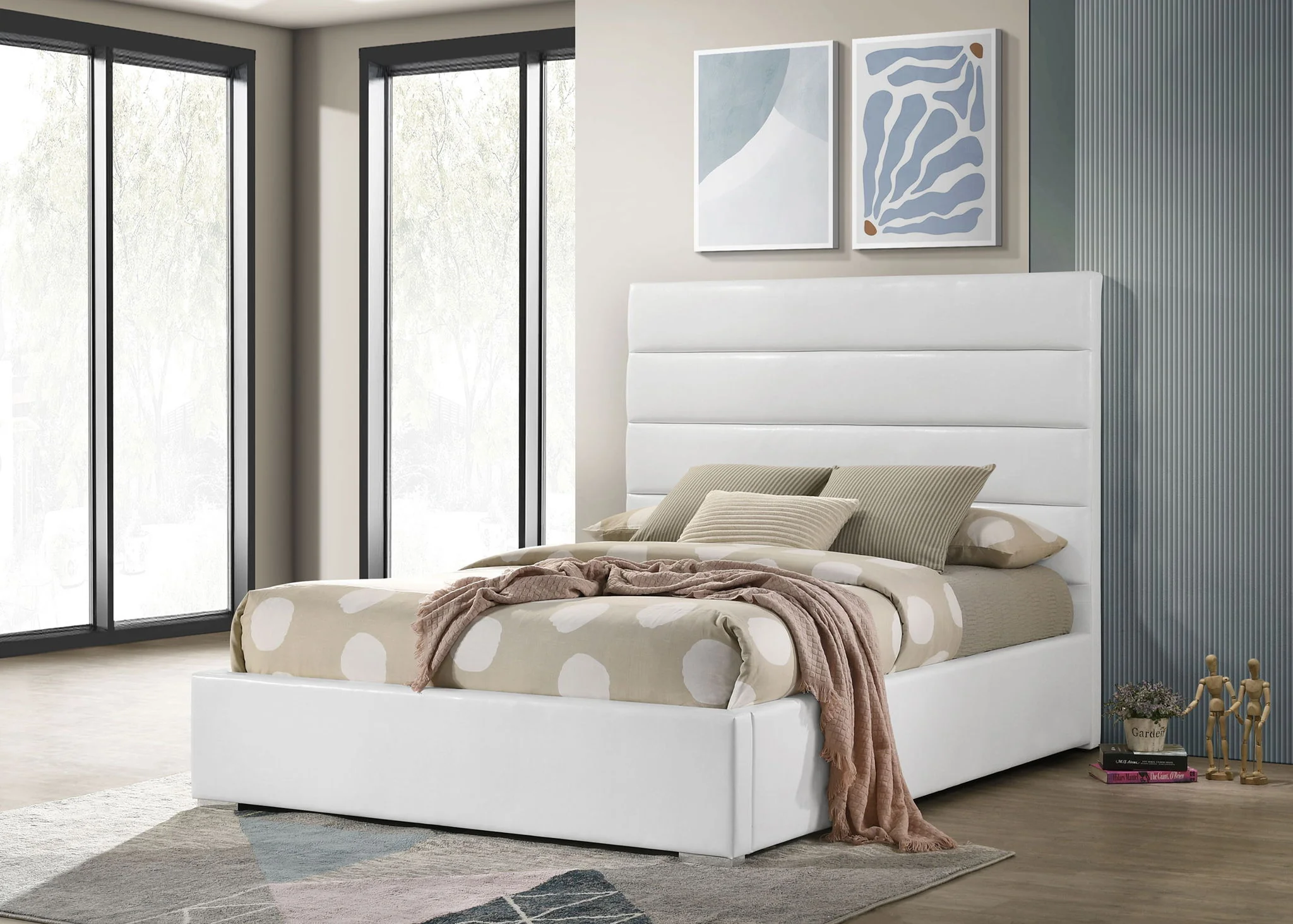 Felicity 53-inch Upholstered Full Platform Bed White - Image 4