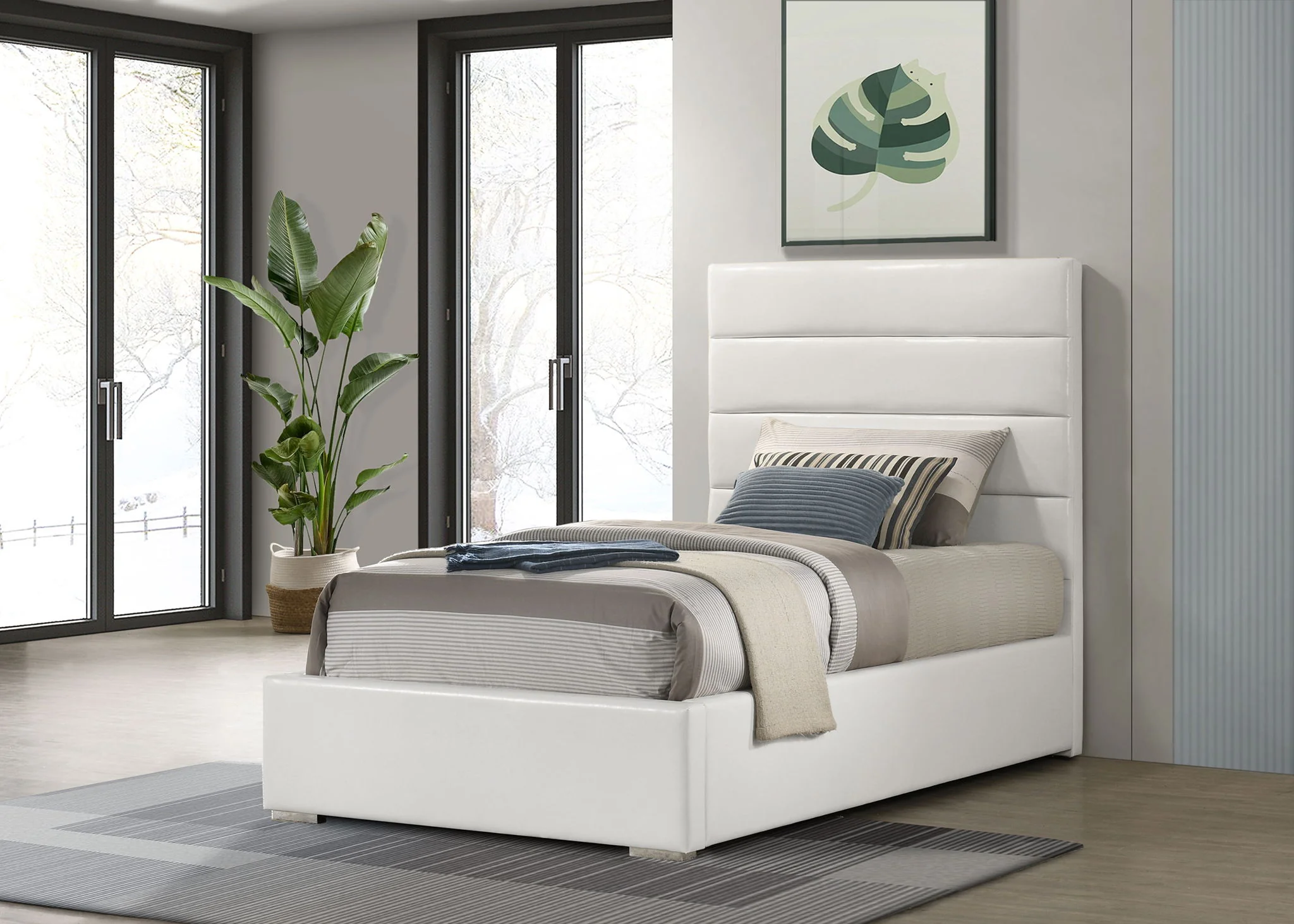 Felicity 53-inch Upholstered Twin Platform Bed White - Image 4