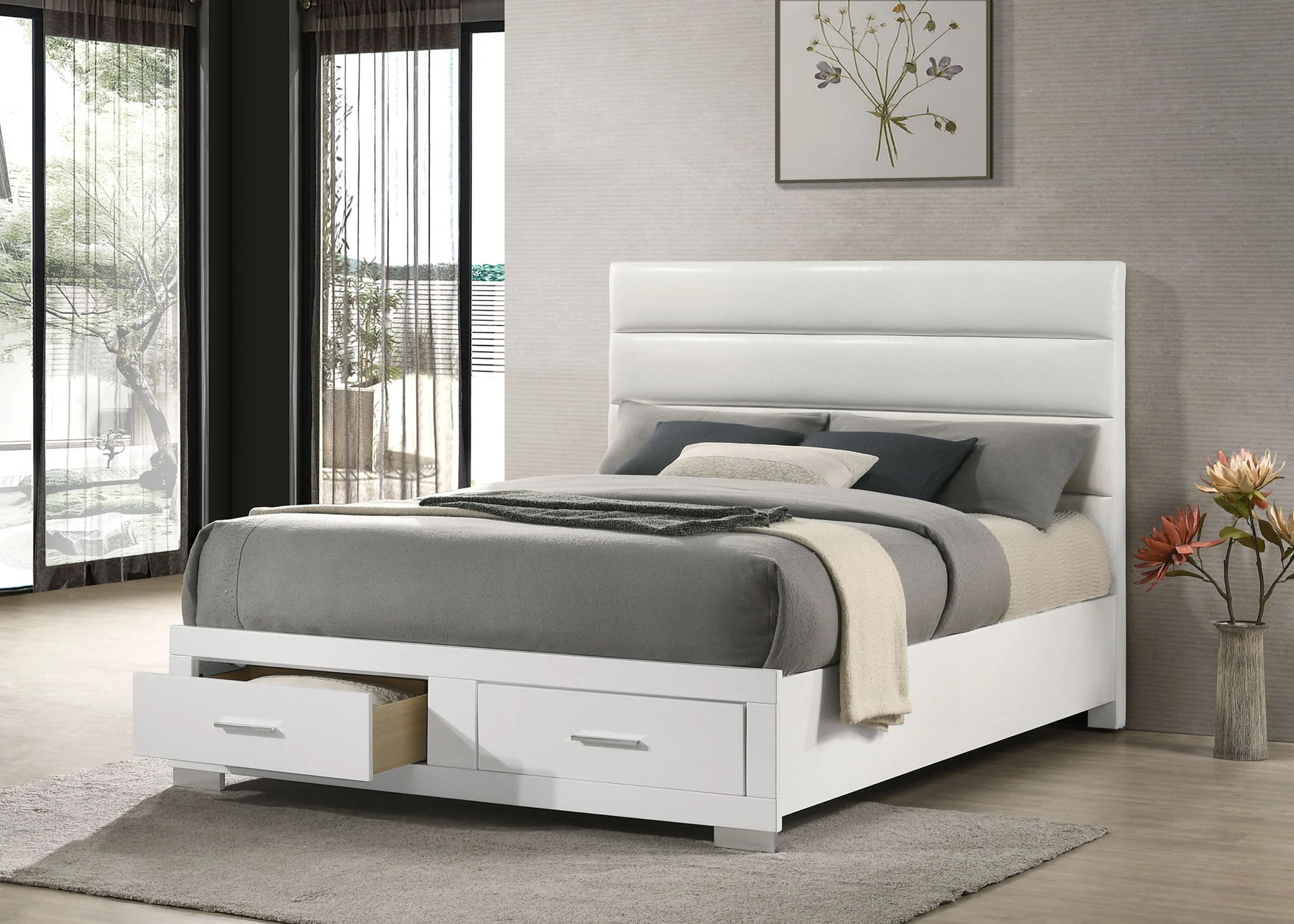 Felicity Eastern King Storage Bed White High Gloss - Image 4