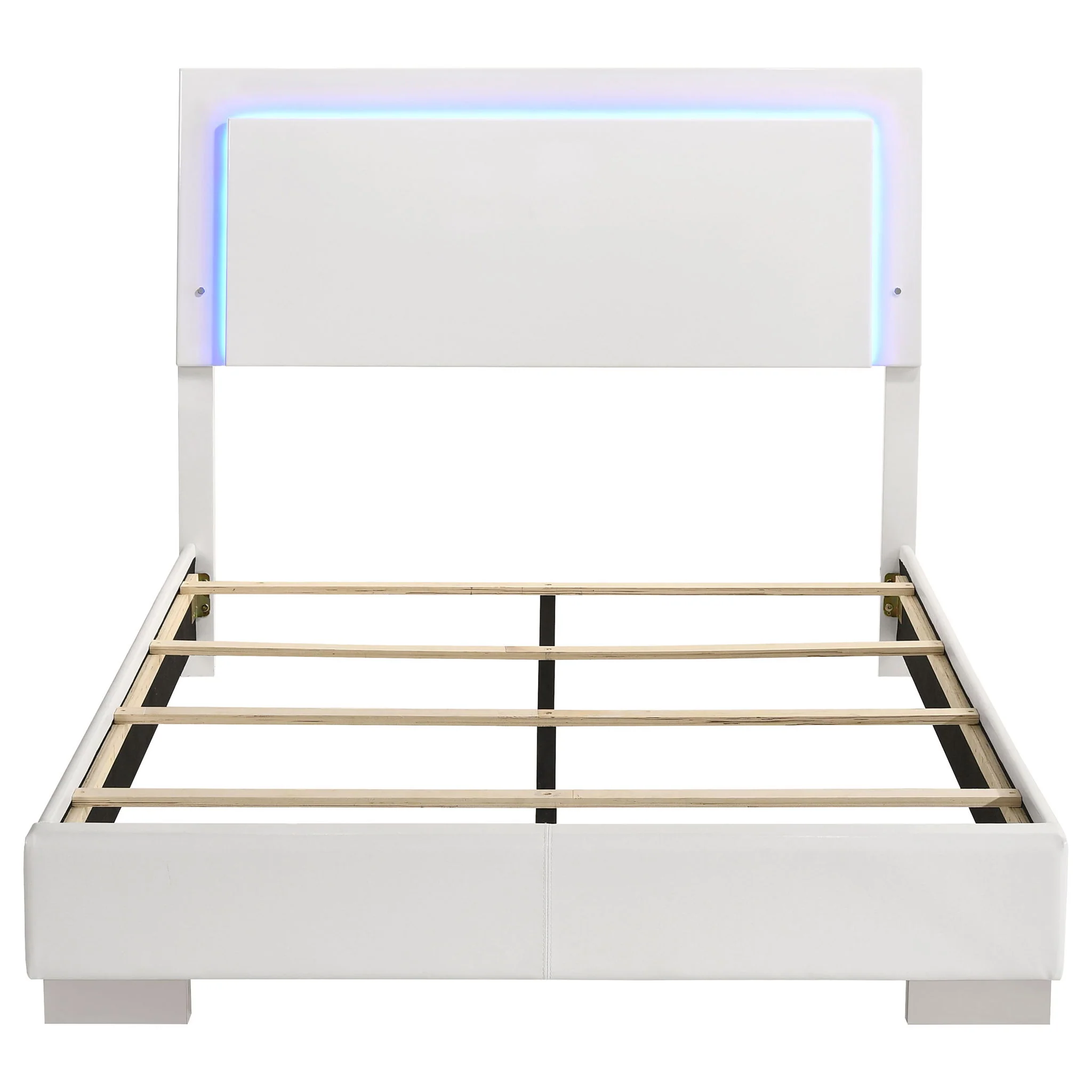 Felicity Wood Full LED Panel Bed White High Gloss - Image 2