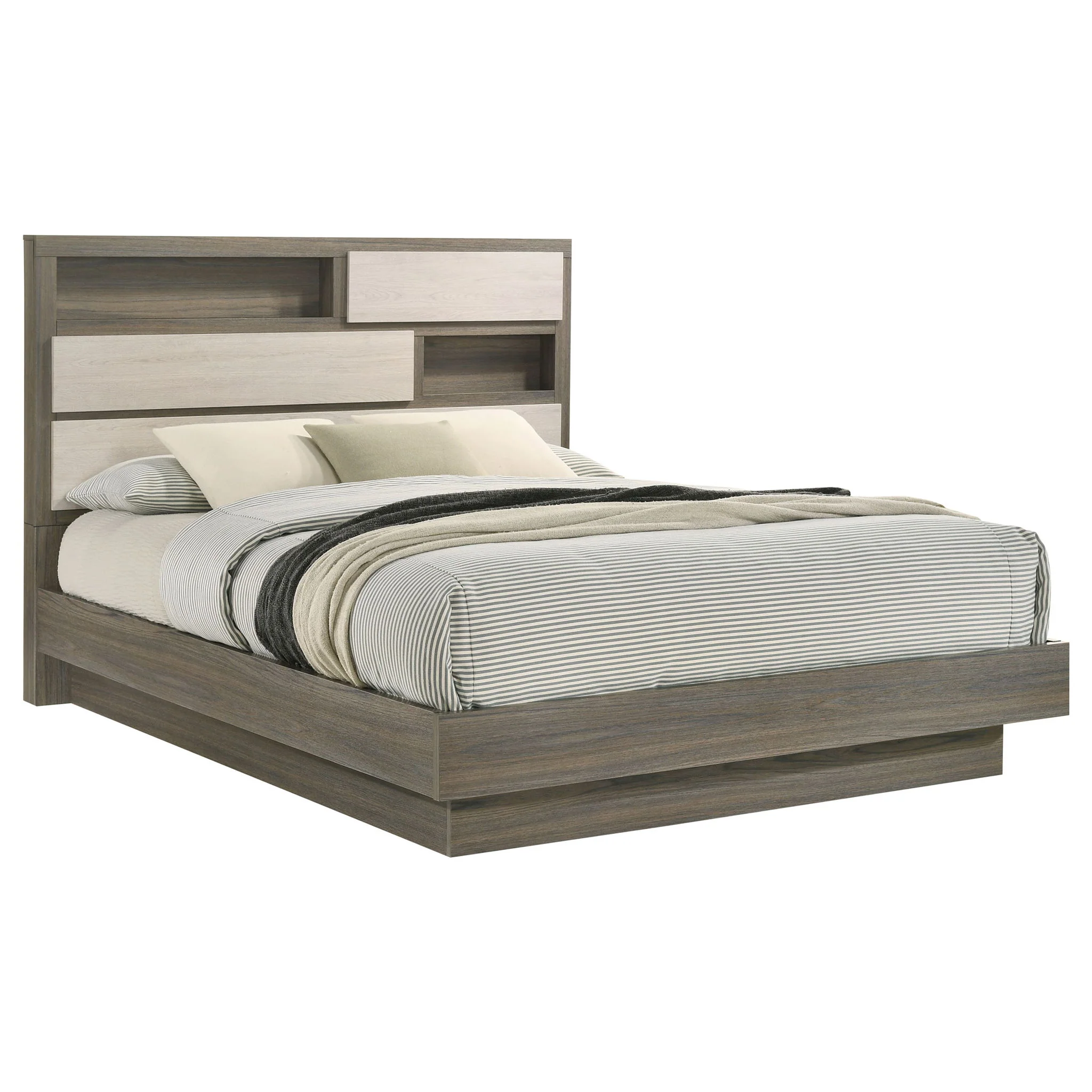 Fenwick Queen Bed Bookcase Headboard Grey Oak - Image 2