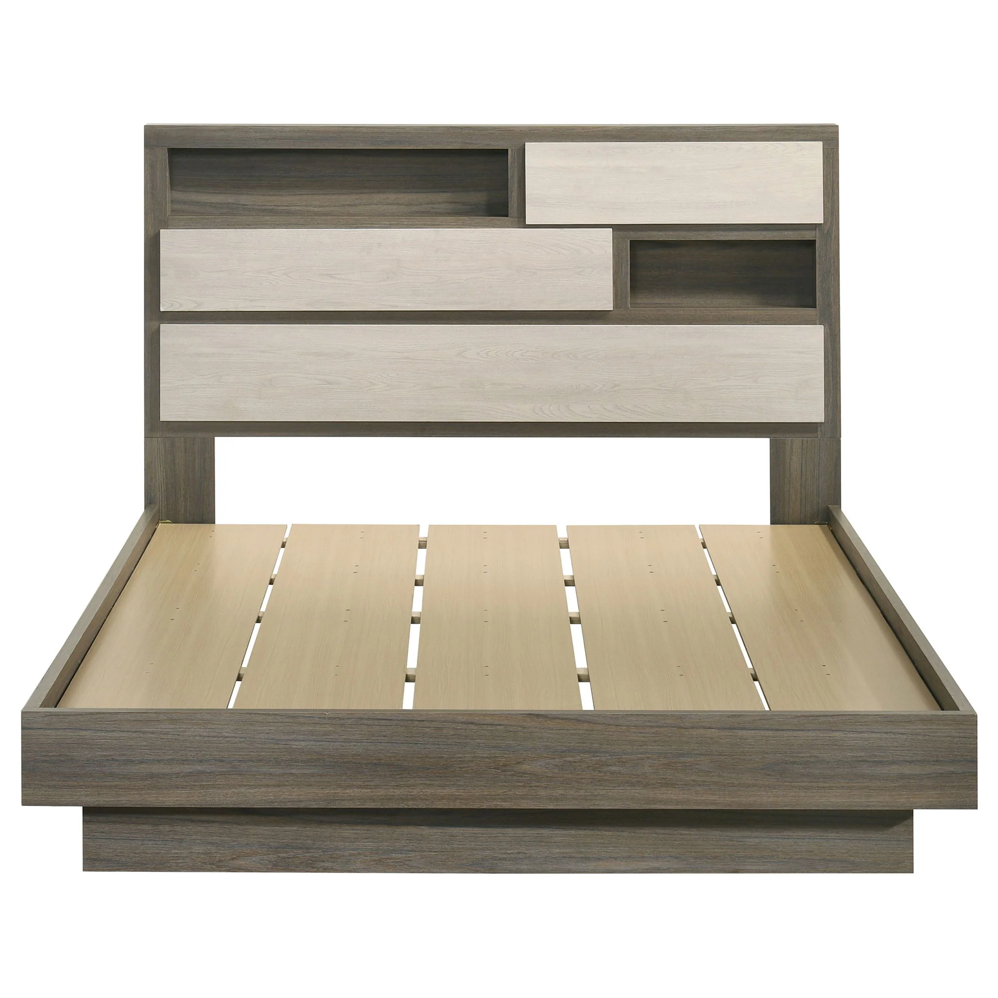 Fenwick Queen Bed Bookcase Headboard Grey Oak - Image 4