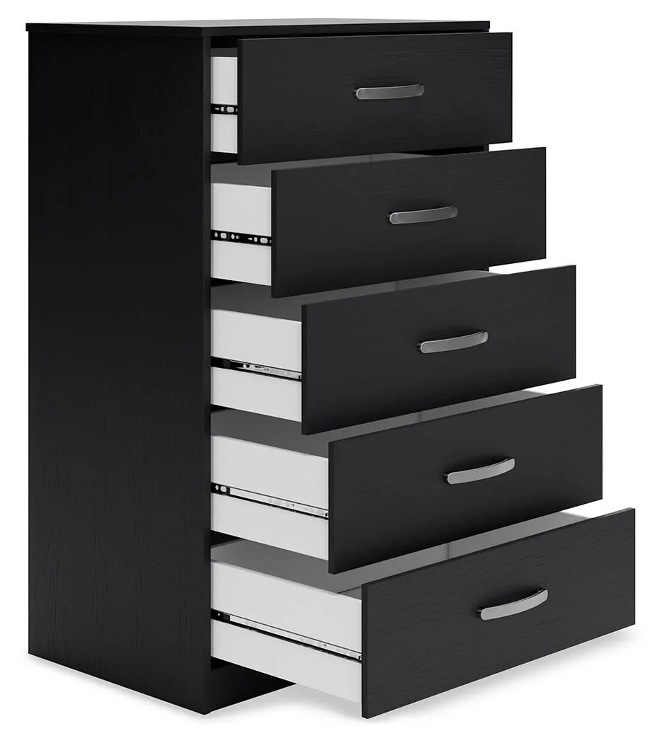 Finch - Five Drawer Chest - 46" Height - Black - Image 2