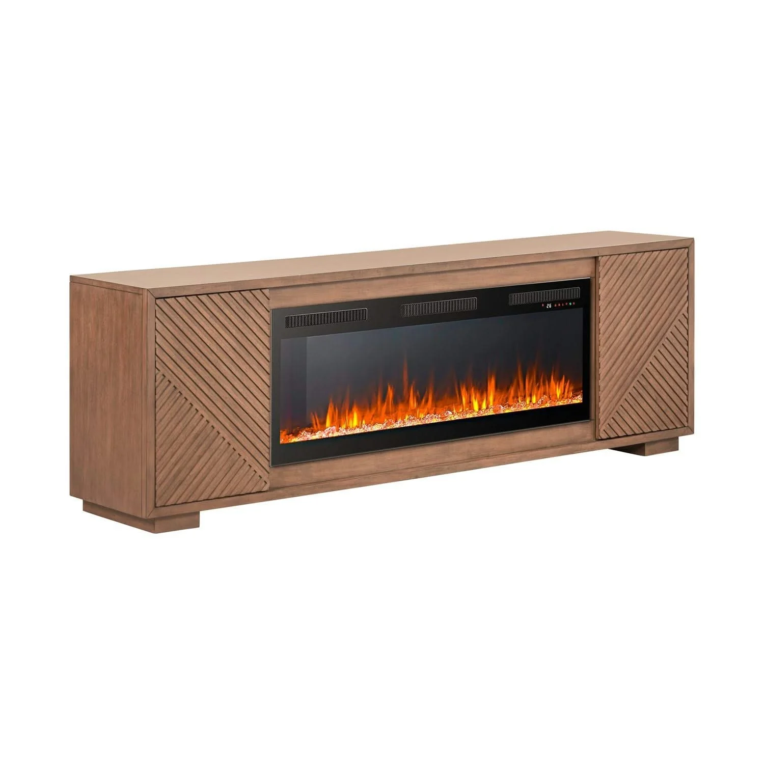 Fireplace TV Consoles - 214 84'' Console With Fire FTS Multiplees - Light Brown - Image 3
