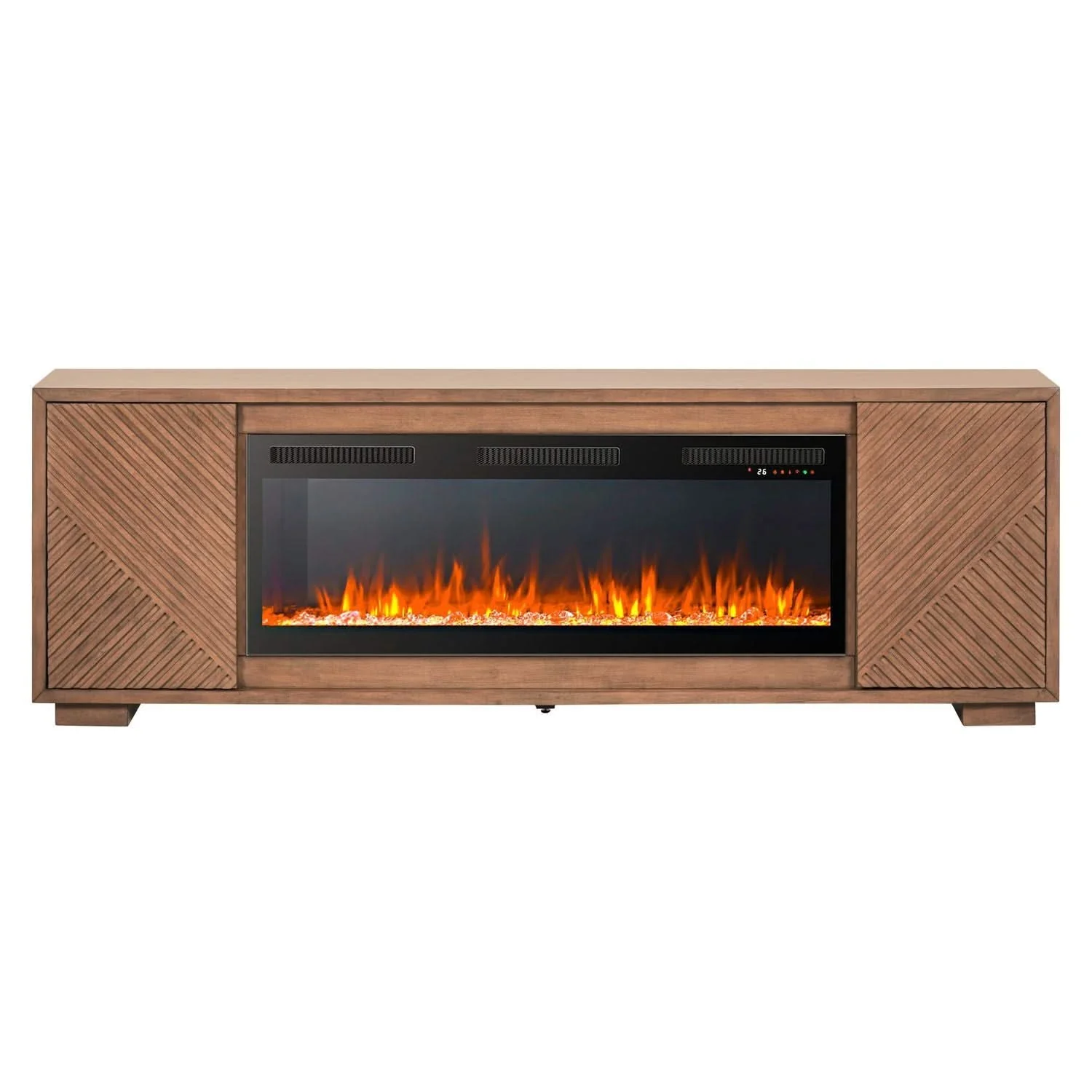 Fireplace TV Consoles - 214 84'' Console With Fire FTS Multiplees - Light Brown - Image 4