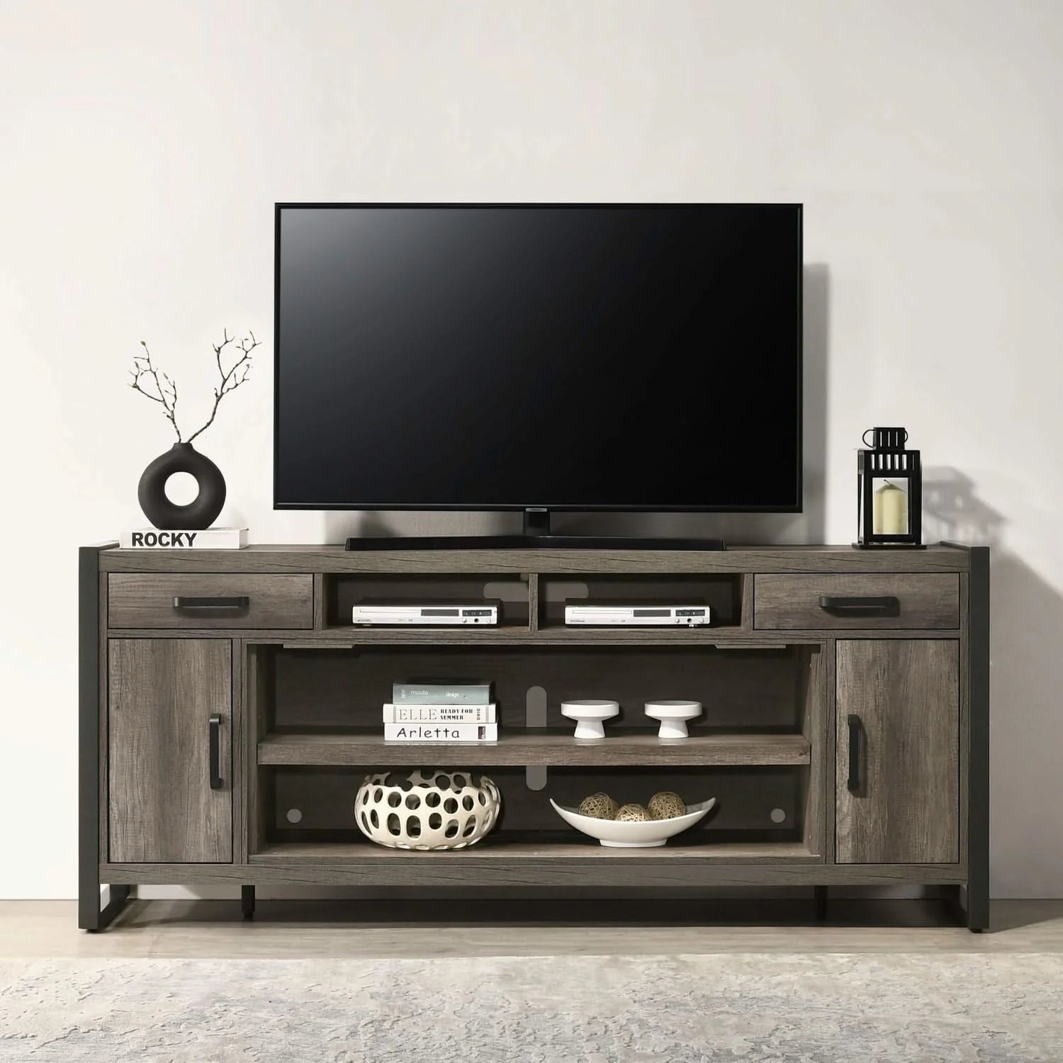 Fireplace TV Consoles - 78" Fireplace TV Console FTS - Brown