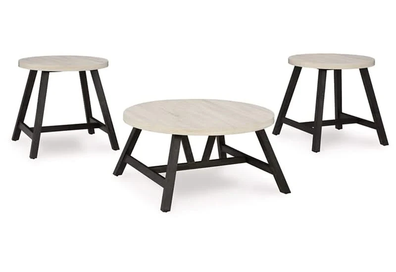 Fladona Black/White Contemporary 3 PC Round Coffee Table Set - Image 3