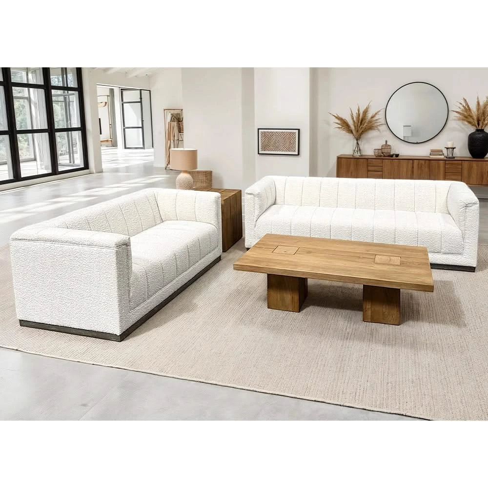 Flora Cream Bouclé Sofa & Loveseat Set – Modern Textured Comfort