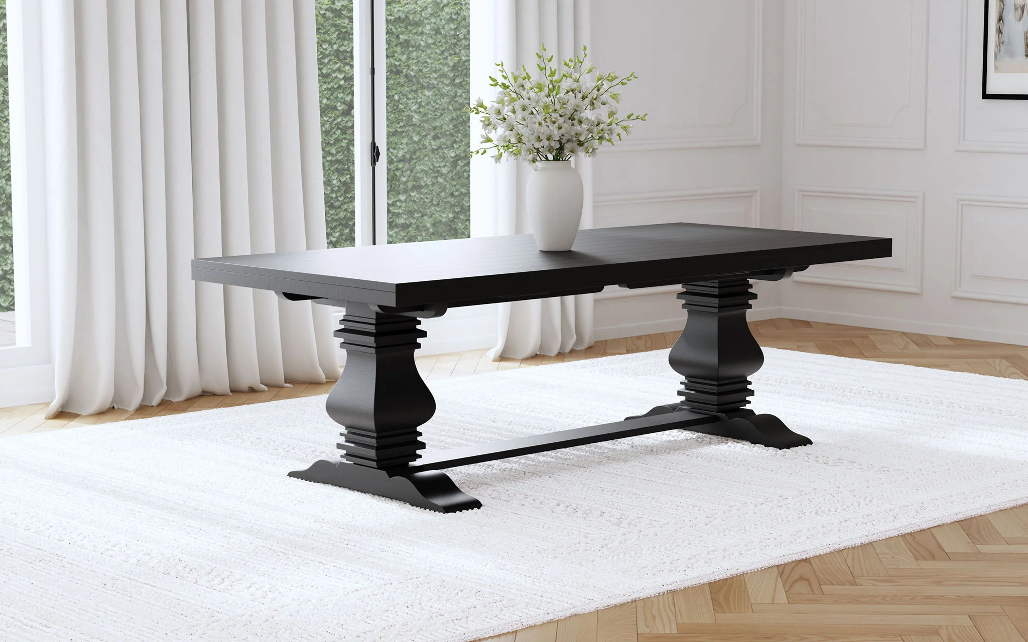 Florence 126-inch Extension Dining Table Distressed Black - Image 2