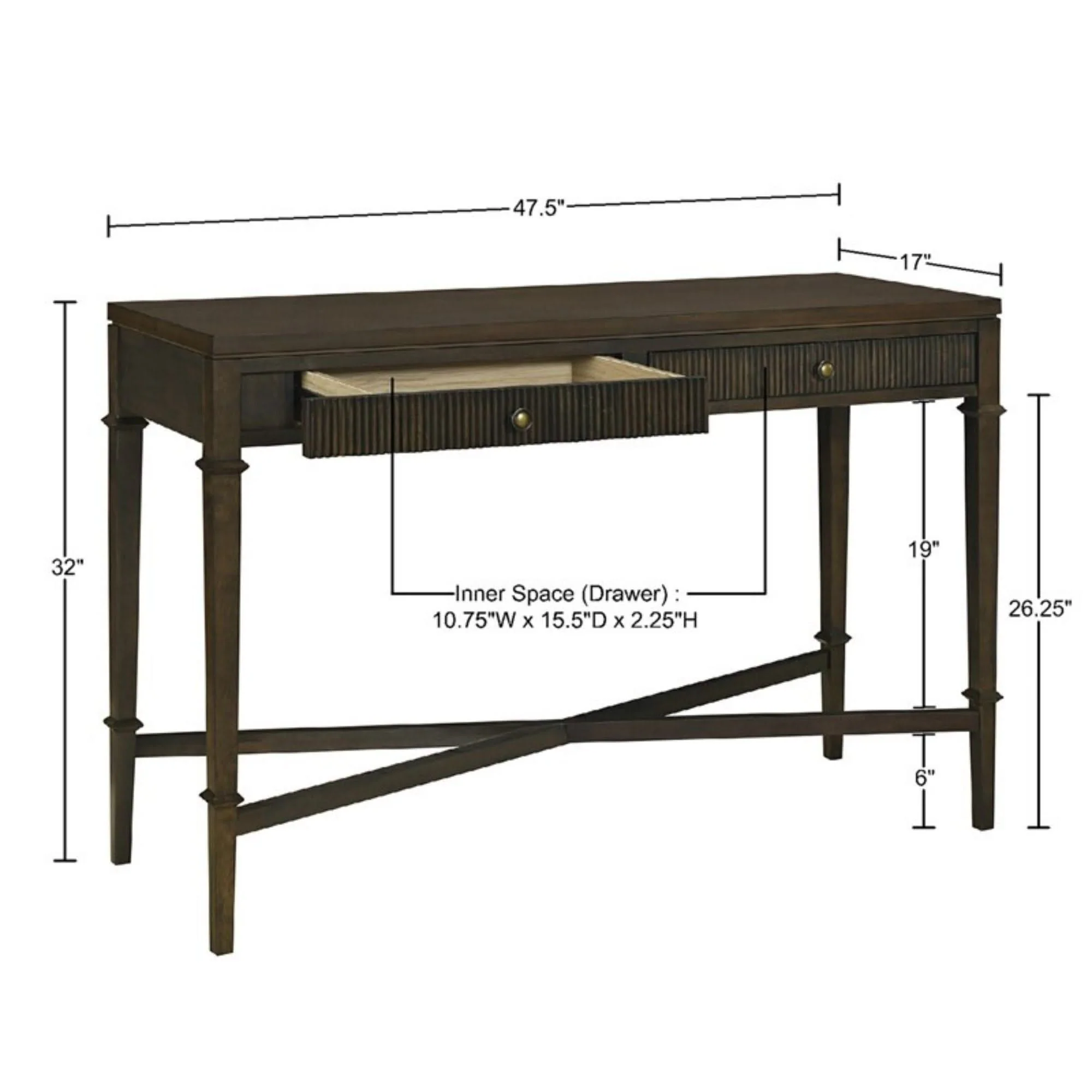 Fluted - 2 Drawer Storage Console Table - Brown - Image 4