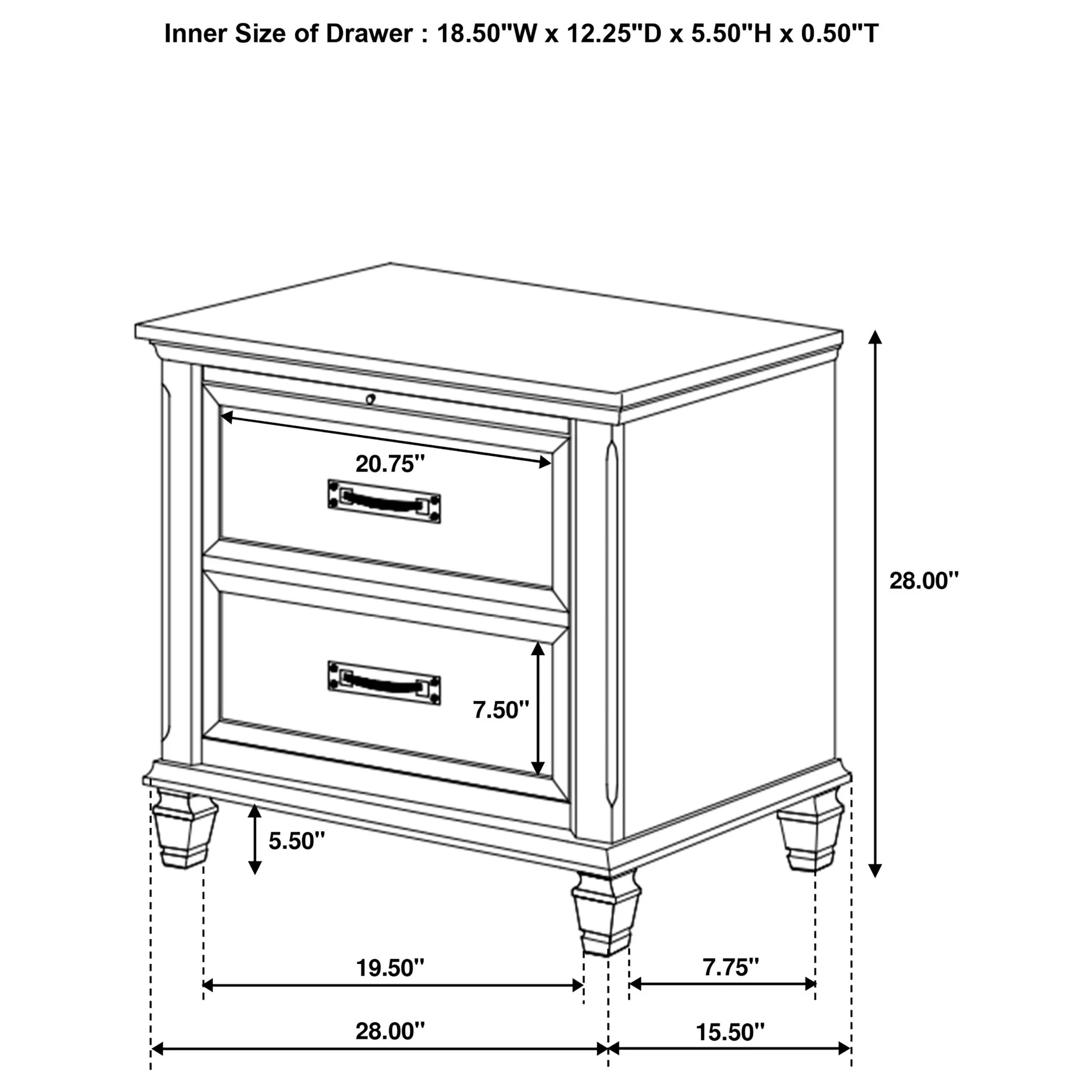 Franco 2-drawer Nightstand Distressed White - Image 2