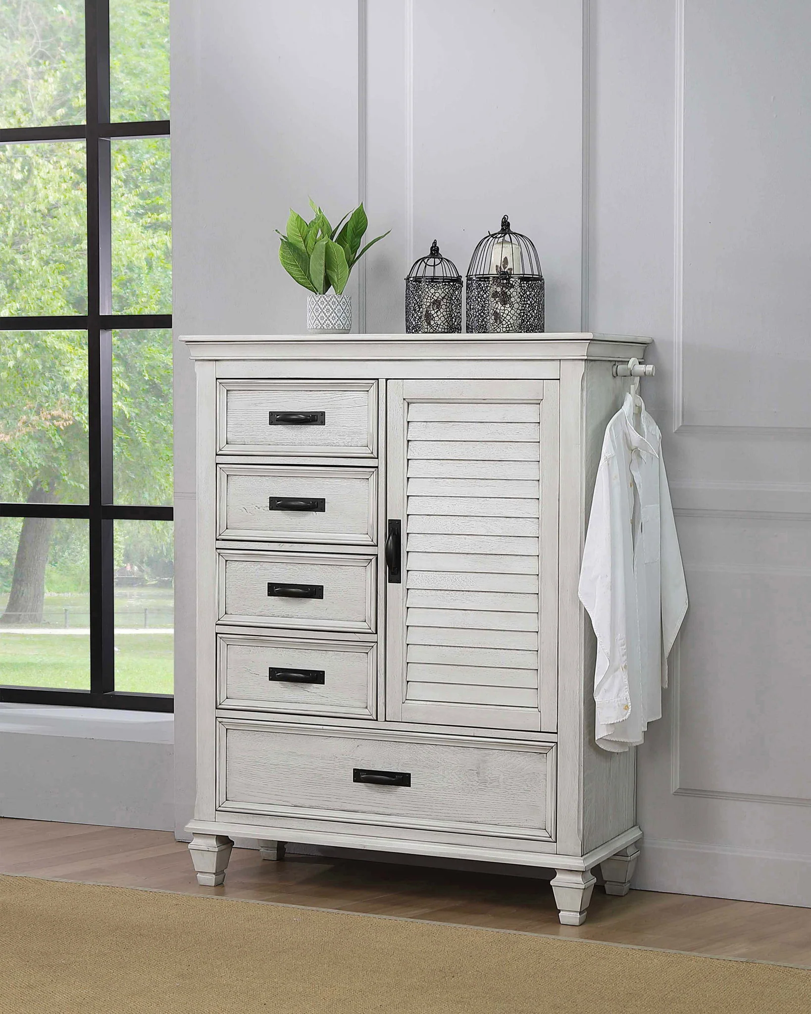 Franco 5-drawer Door Chest Distressed White - Image 2